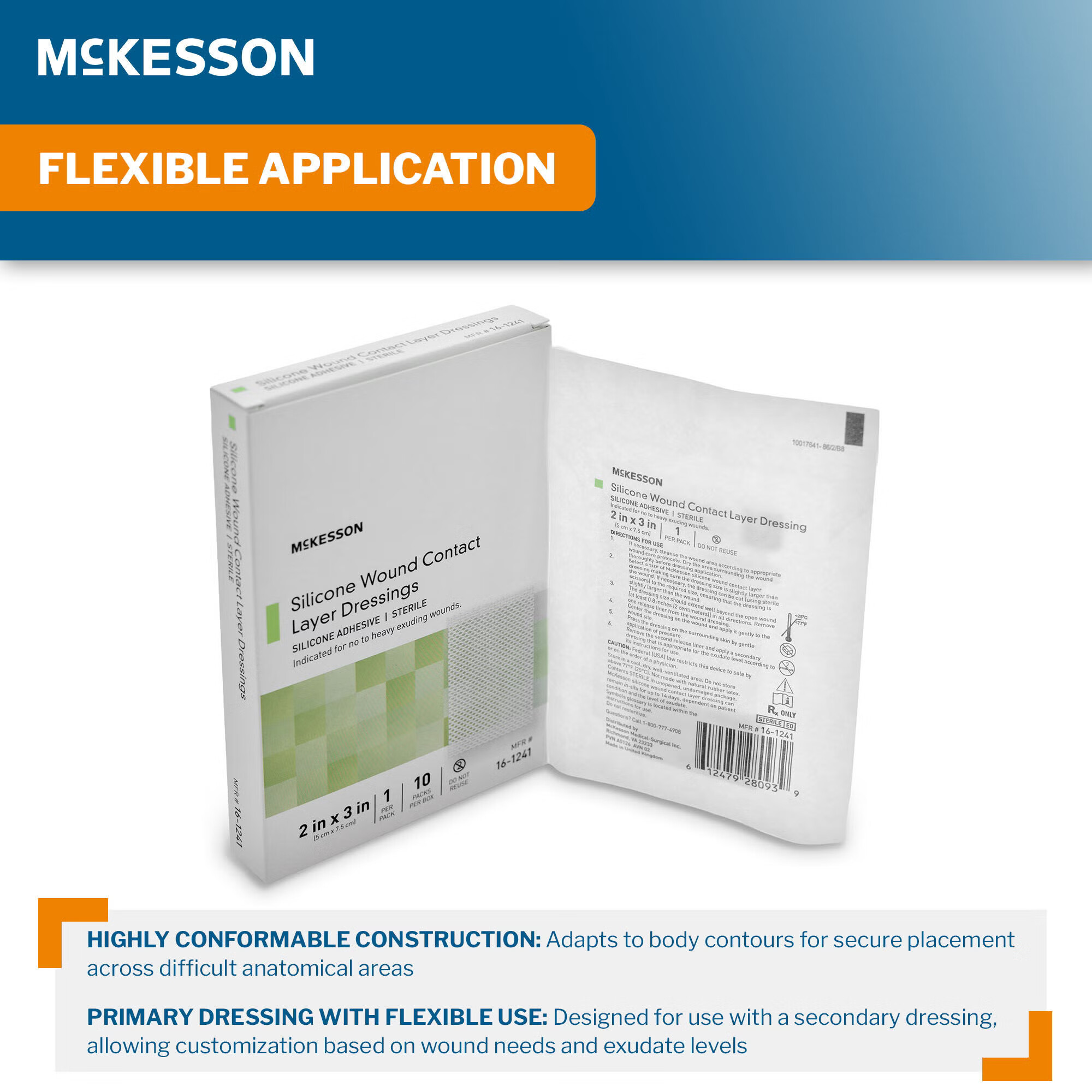 McKesson Brand - 16-1241 Wound Contact Layer Dressing McKesson 2 X 3 Inch Sterile