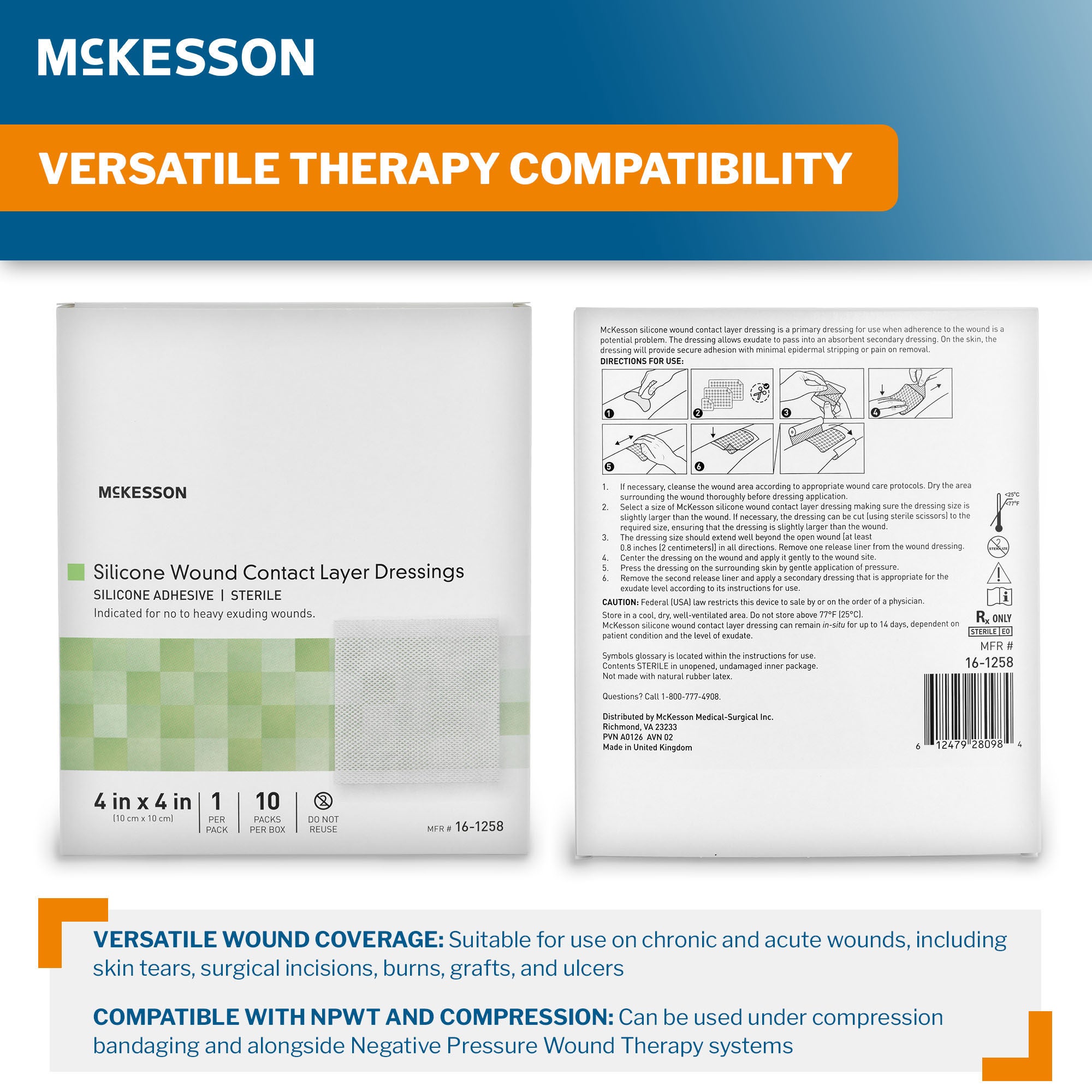 McKesson Brand - 16-1258 Wound Contact Layer Dressing McKesson 4 X 4 Inch Sterile