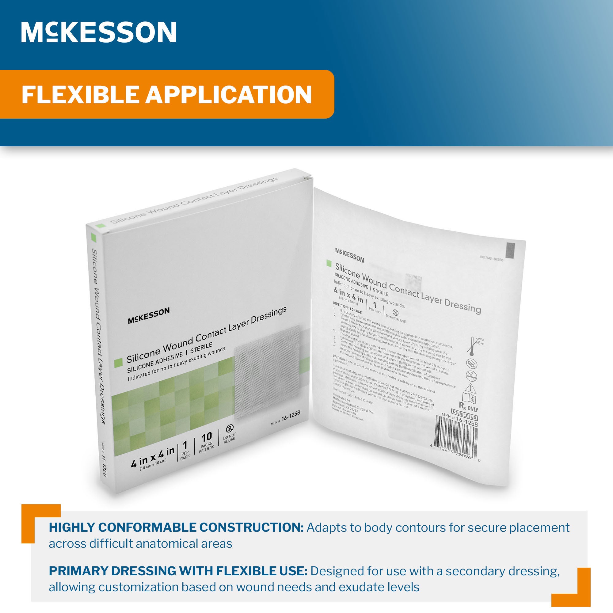 McKesson Brand - 16-1258 Wound Contact Layer Dressing McKesson 4 X 4 Inch Sterile
