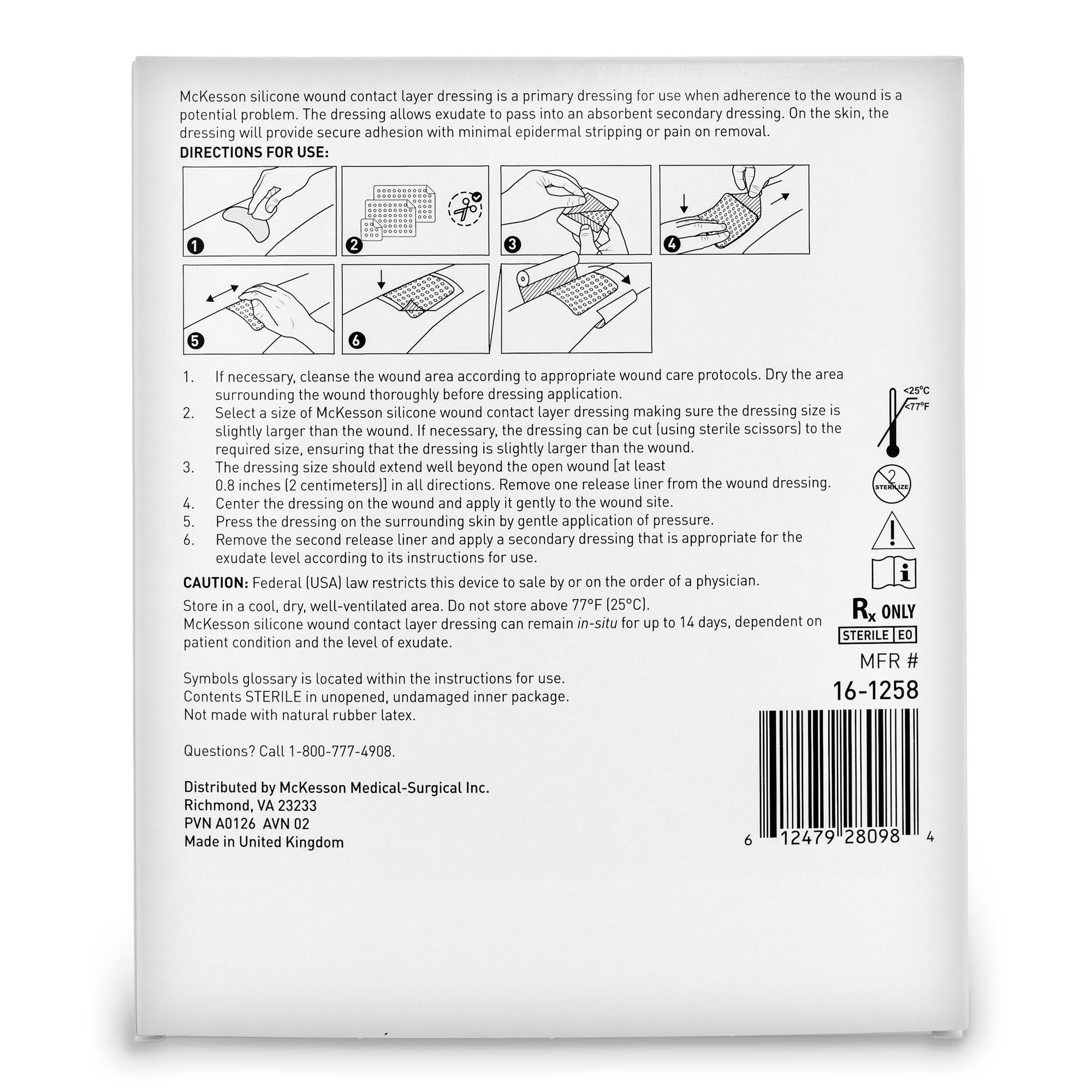 McKesson Brand - 16-1258 Wound Contact Layer Dressing McKesson 4 X 4 Inch Sterile