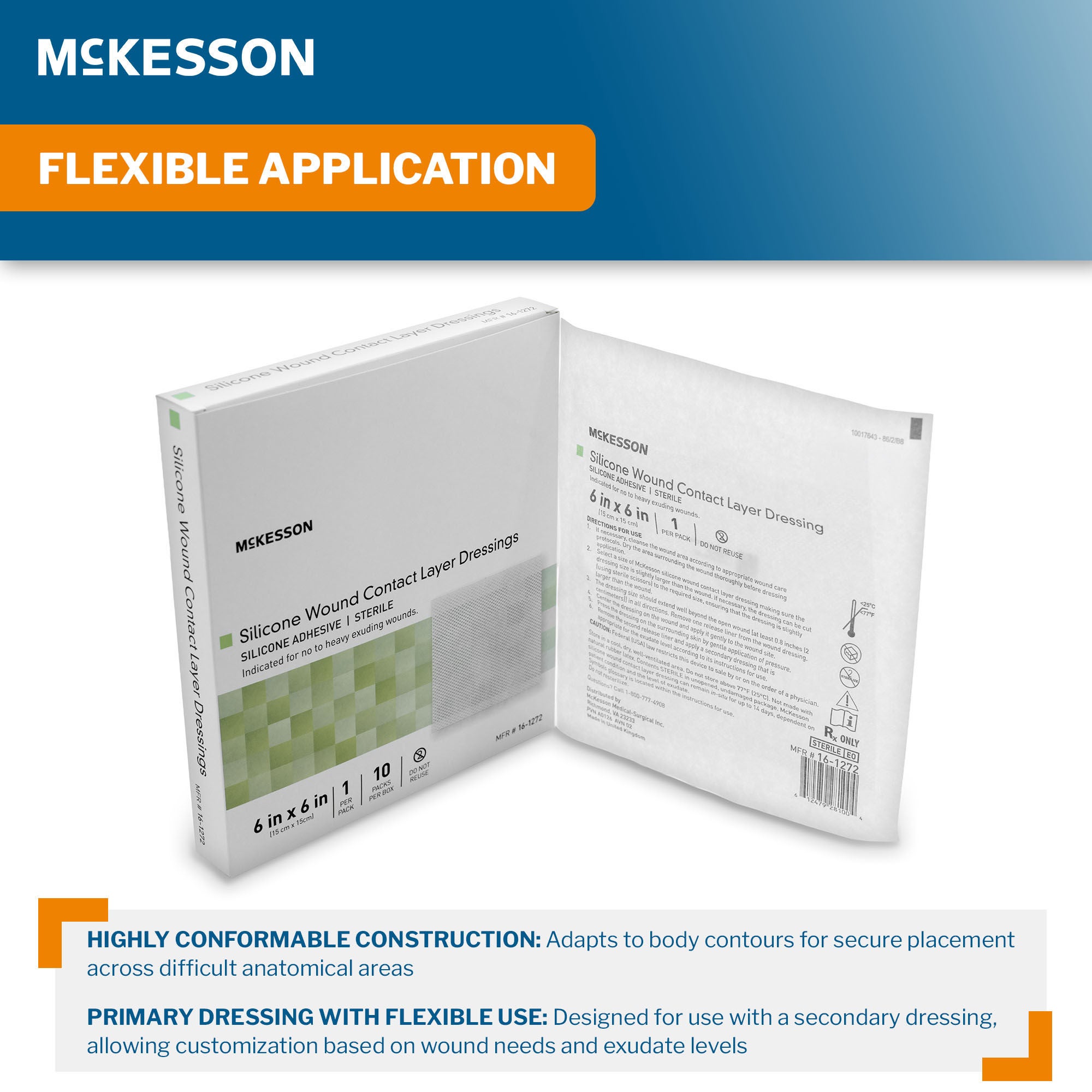 McKesson Brand - 16-1272 Wound Contact Layer Dressing McKesson 6 X 6 Inch Sterile