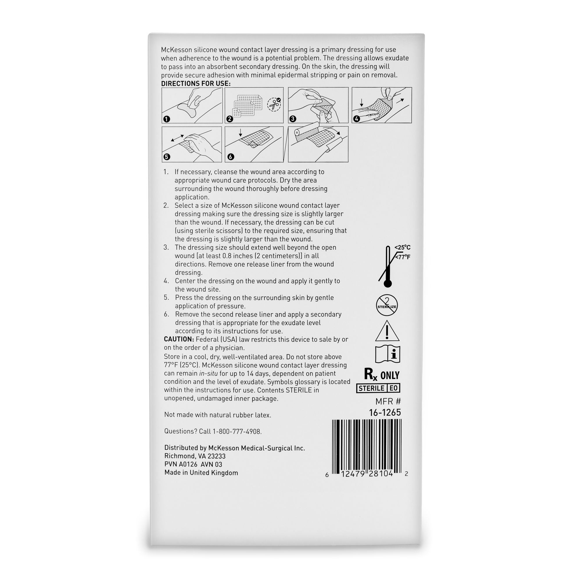 McKesson Brand - 16-1265 Wound Contact Layer Dressing McKesson 4 X 8 Inch Sterile
