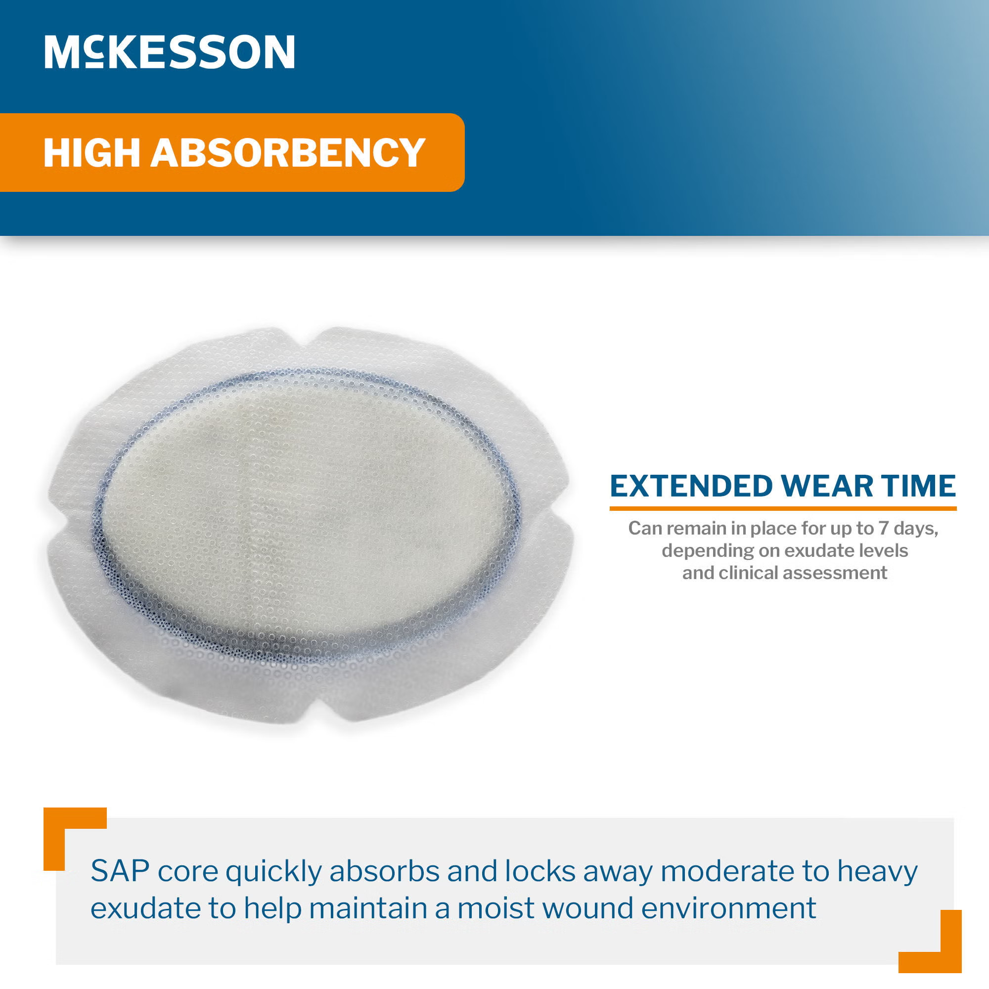 McKesson Brand - 16-52681 Super Absorbent Charcoal Dressing McKesson Oval 6-5/8 X 8-3/16 Inch With Border Sterile