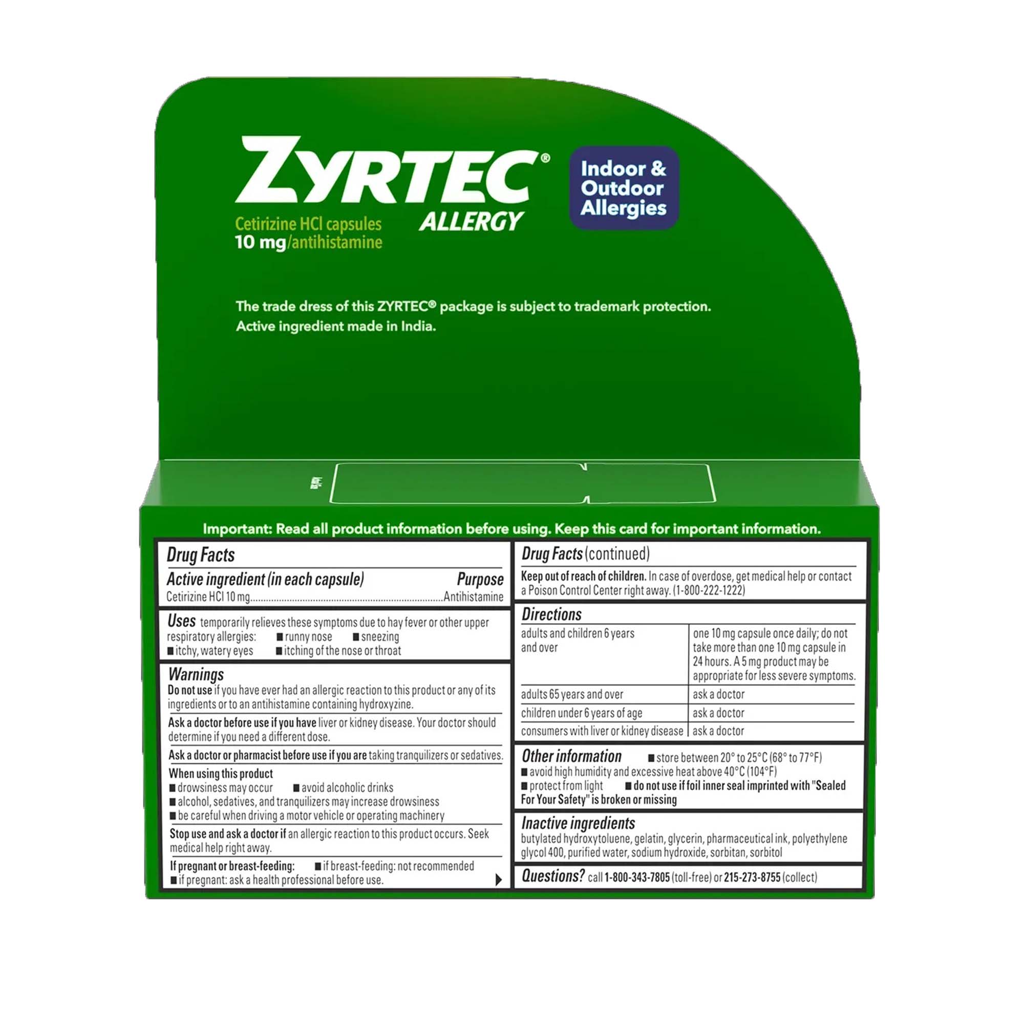 J & J Sales - 50580078641 Allergy Relief Zyrtec® 10 mg Strength Liqui-Gel 40 per Bottle