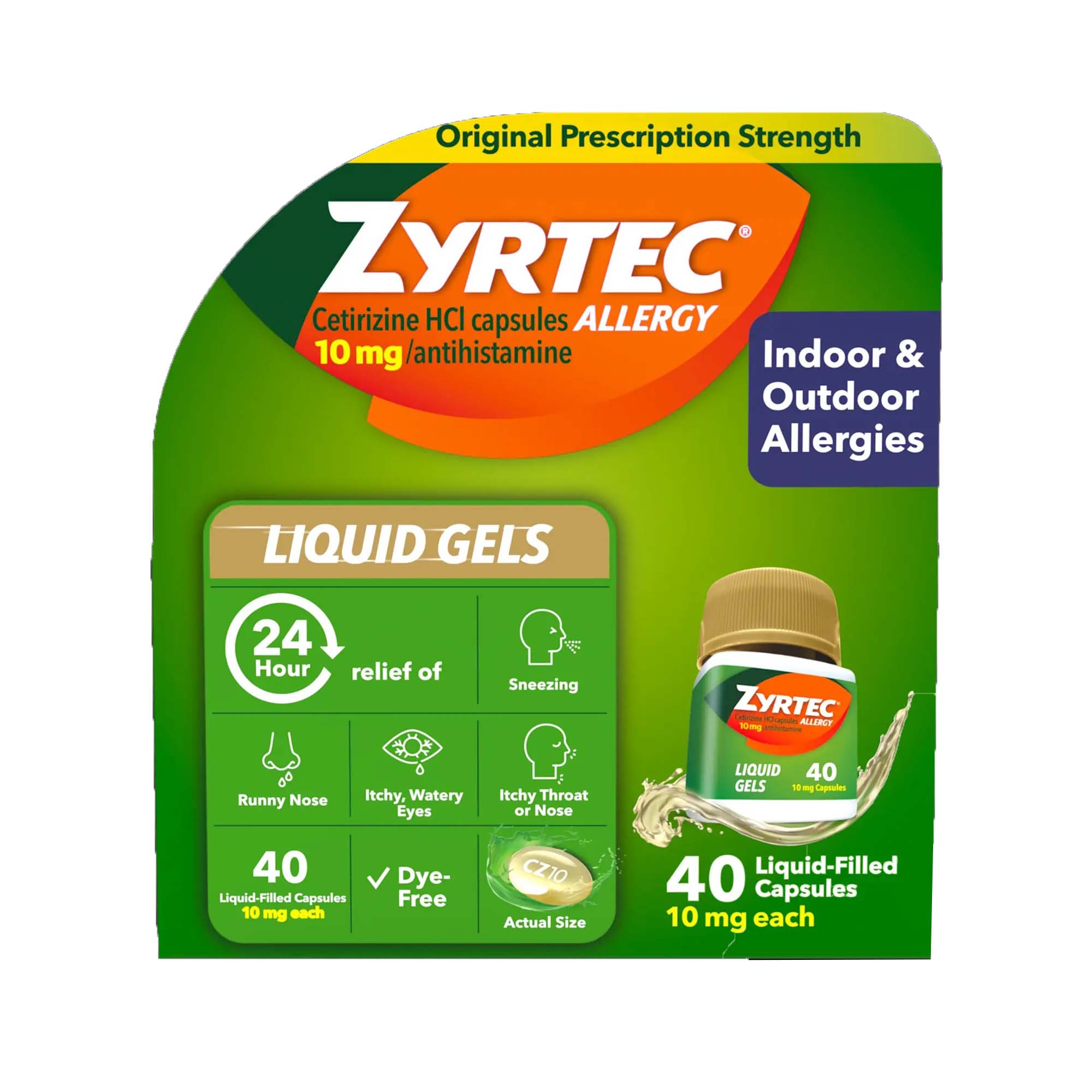 J & J Sales - 50580078641 Allergy Relief Zyrtec® 10 mg Strength Liqui-Gel 40 per Bottle