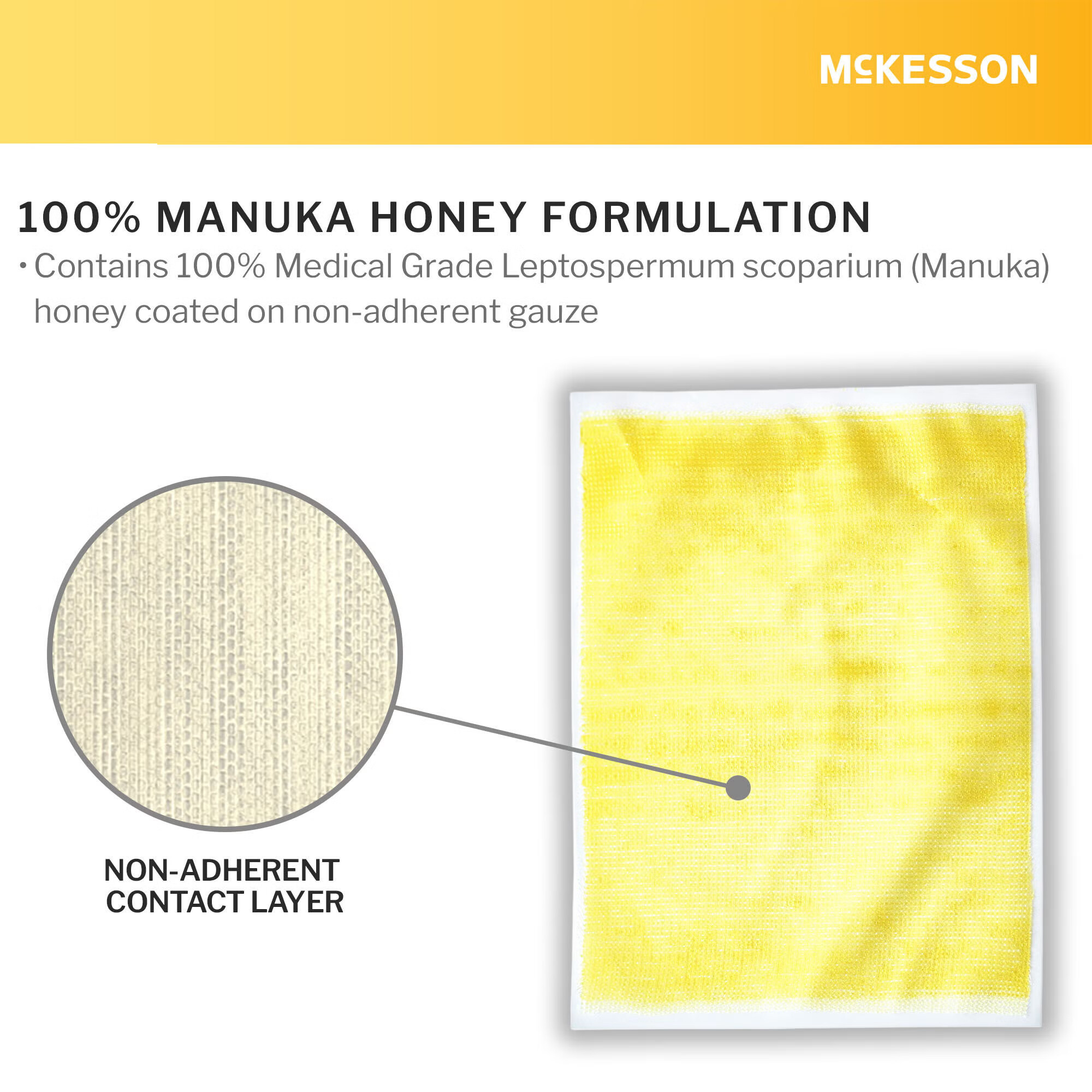 McKesson Brand - 199-138 Honey Wound Dressing McKesson Rectangle 4 X 5 Inch Sheet Sterile Non-Adherent