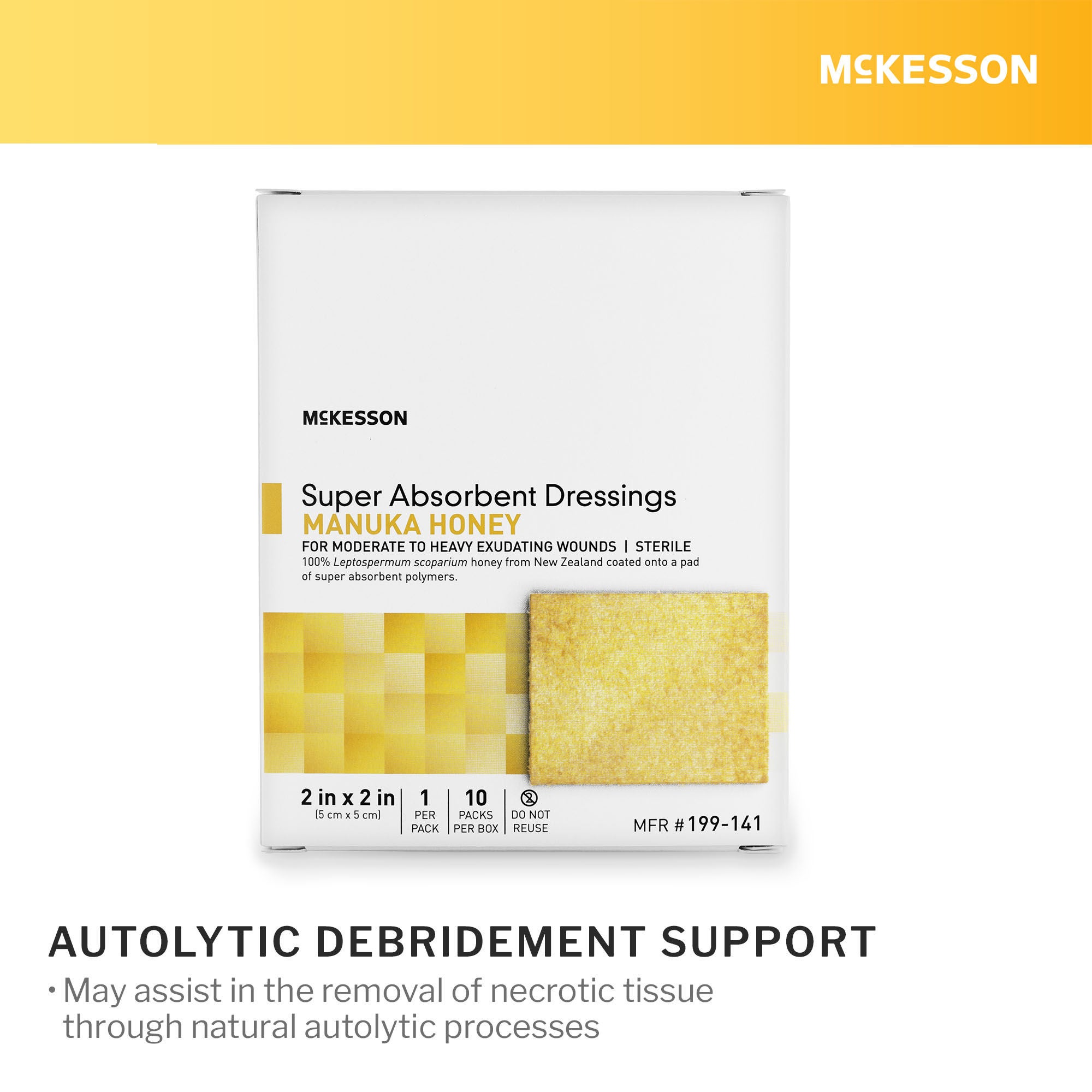 McKesson Brand - 199-141 Honey Wound Dressing McKesson Square 2 X 2 Inch Sheet Sterile Without Adhesive