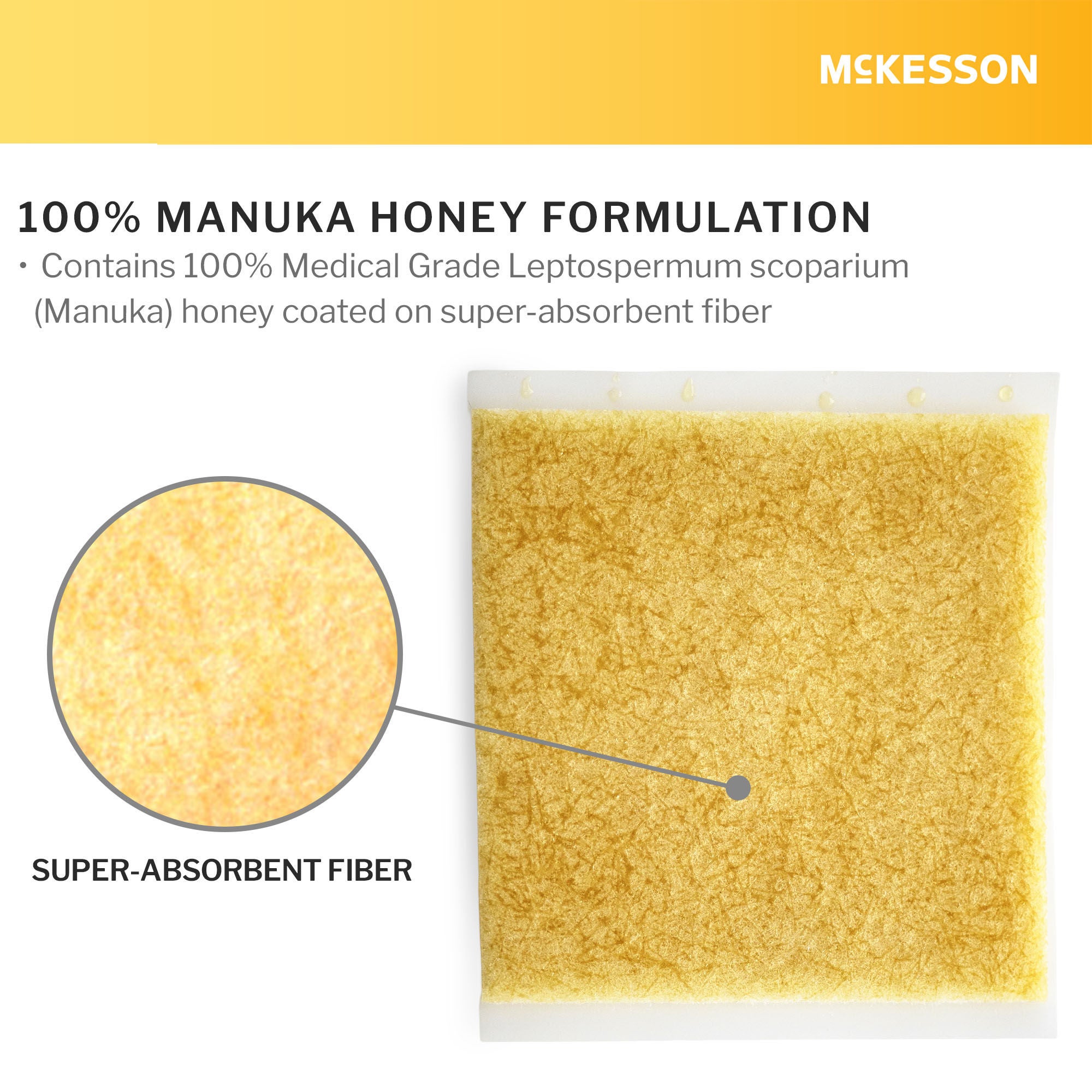 McKesson Brand - 199-143 Lite Honey Wound Dressing McKesson Square 2 X 2 Inch Sheet Sterile Without Adhesive