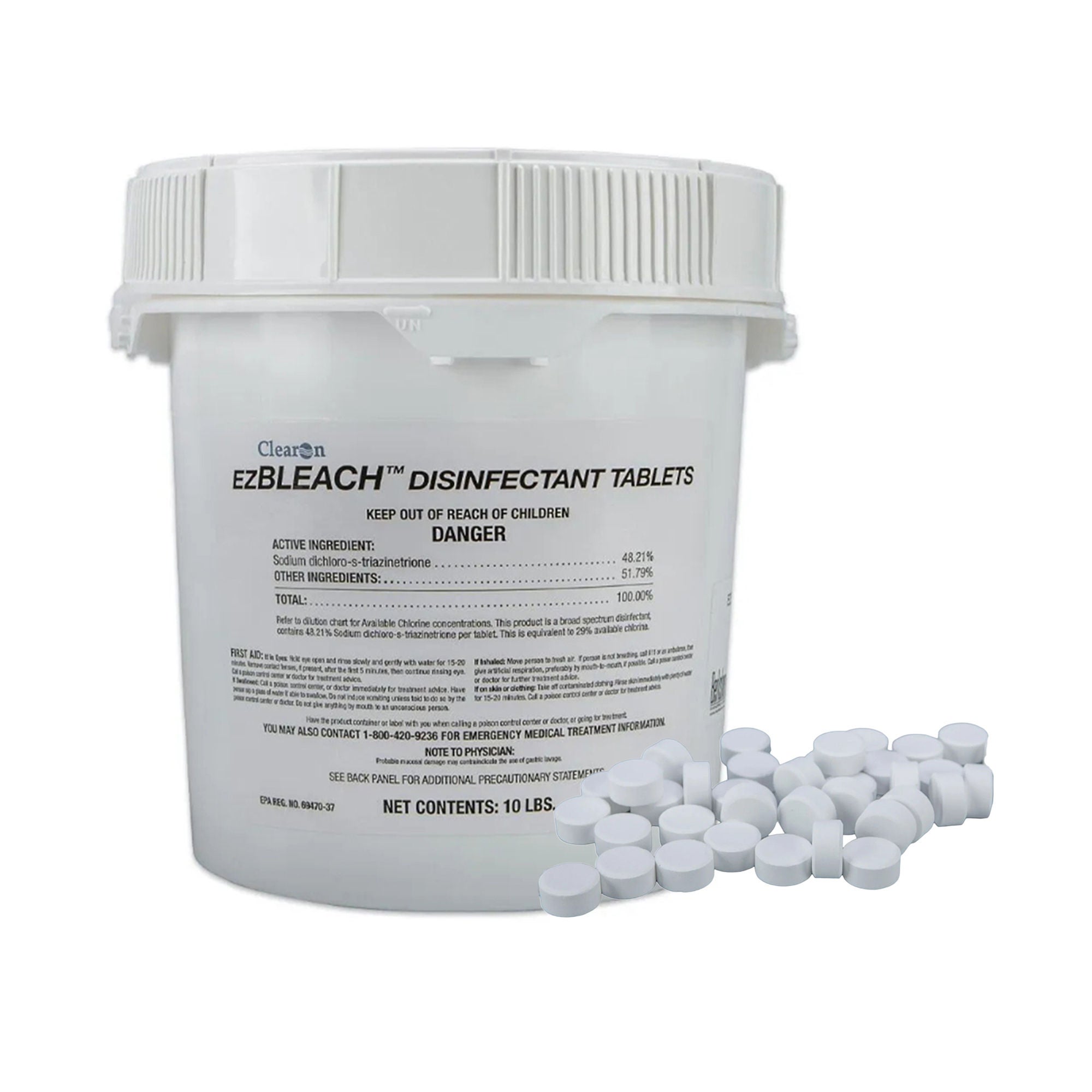 Berkshire Corp - EZBDT101 Surface Disinfectant Cleaner EZ Bleach™ Bactericidal Dissolving Tablet 900 Count Tub Unscented NonSterile