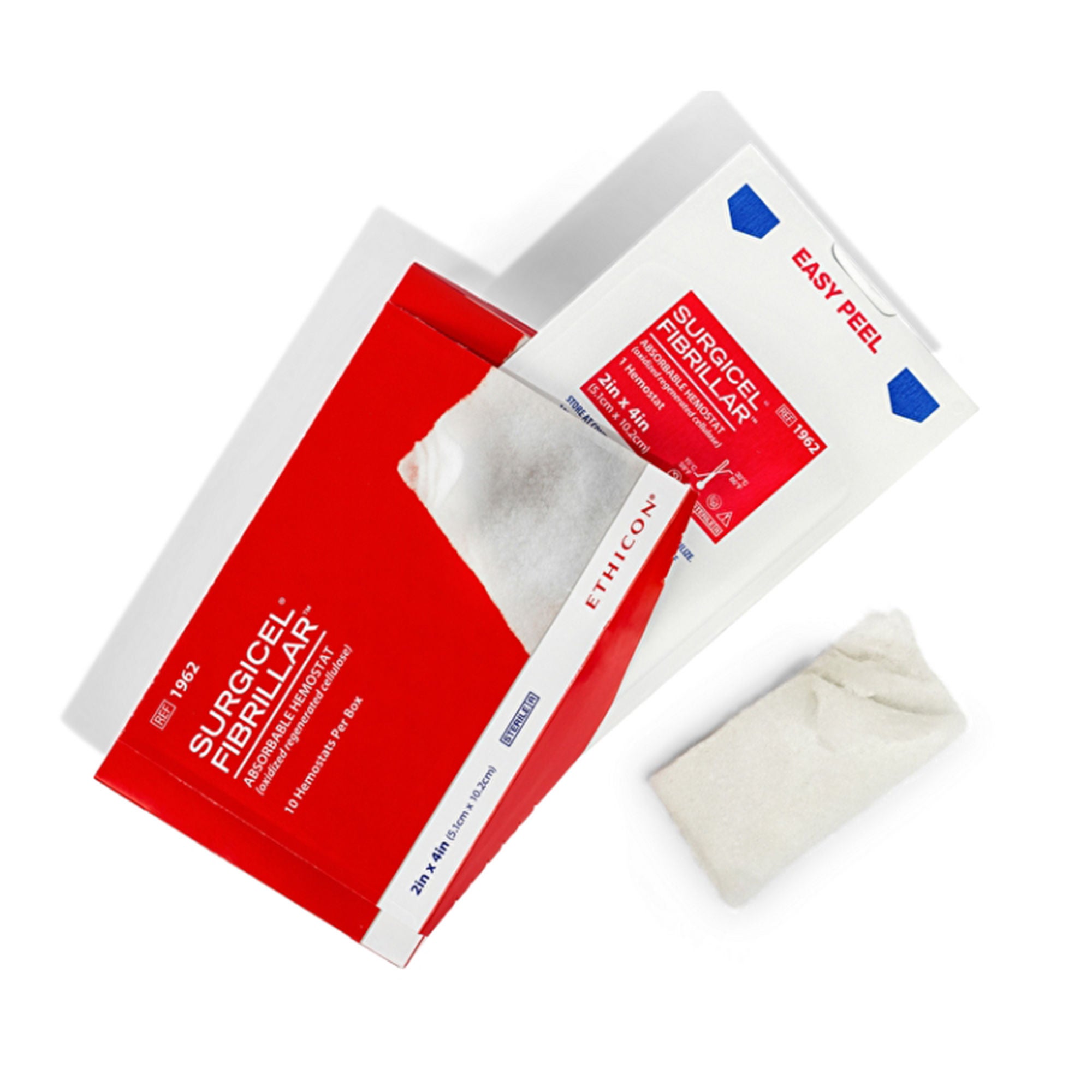 J & J Healthcare Systems - 1962 Absorbable Hemostatic Dressing SURGICEL® FIBRILLAR™ 2 X 4 Inch 10 Count Sterile