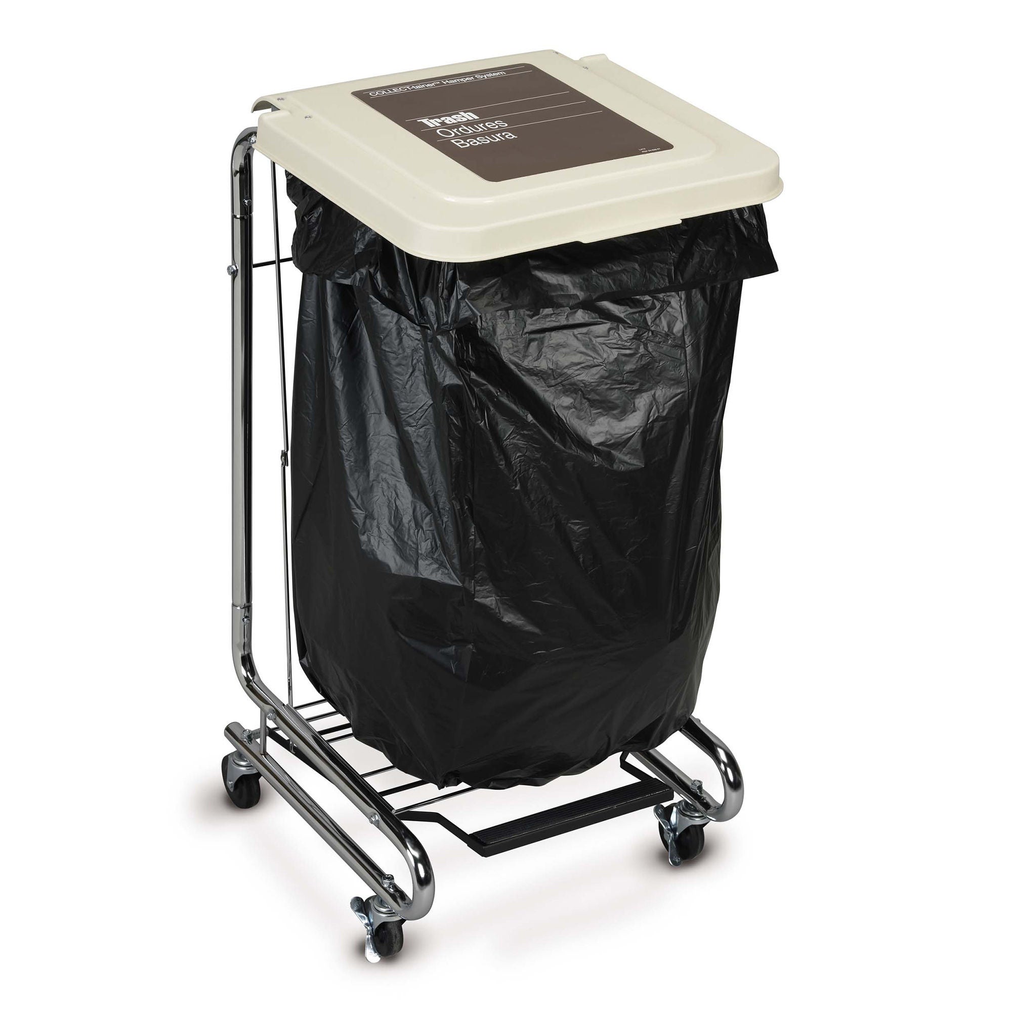 Medegen Medical Products LLC - 15-9000A Hamper Stand Premier Rolling Square 30 to 3 gal. Foot Pedal Self-Closing Lid