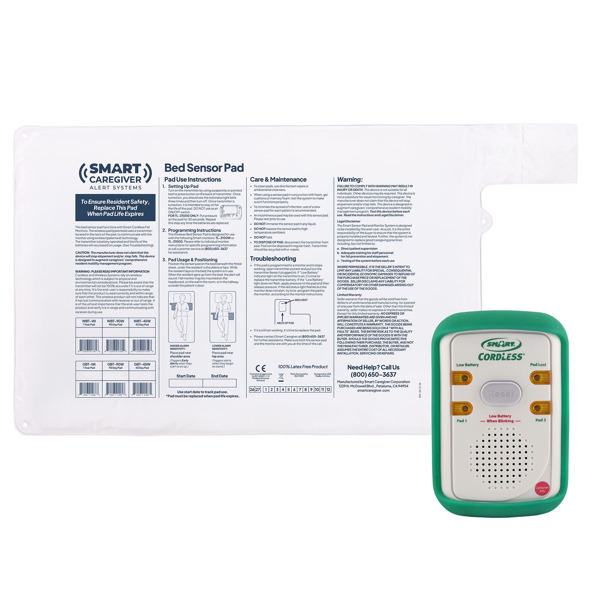 Smart Caregiver Alarm System with Bed Sensor Pad WBW1-SYS by Smart Caregiver