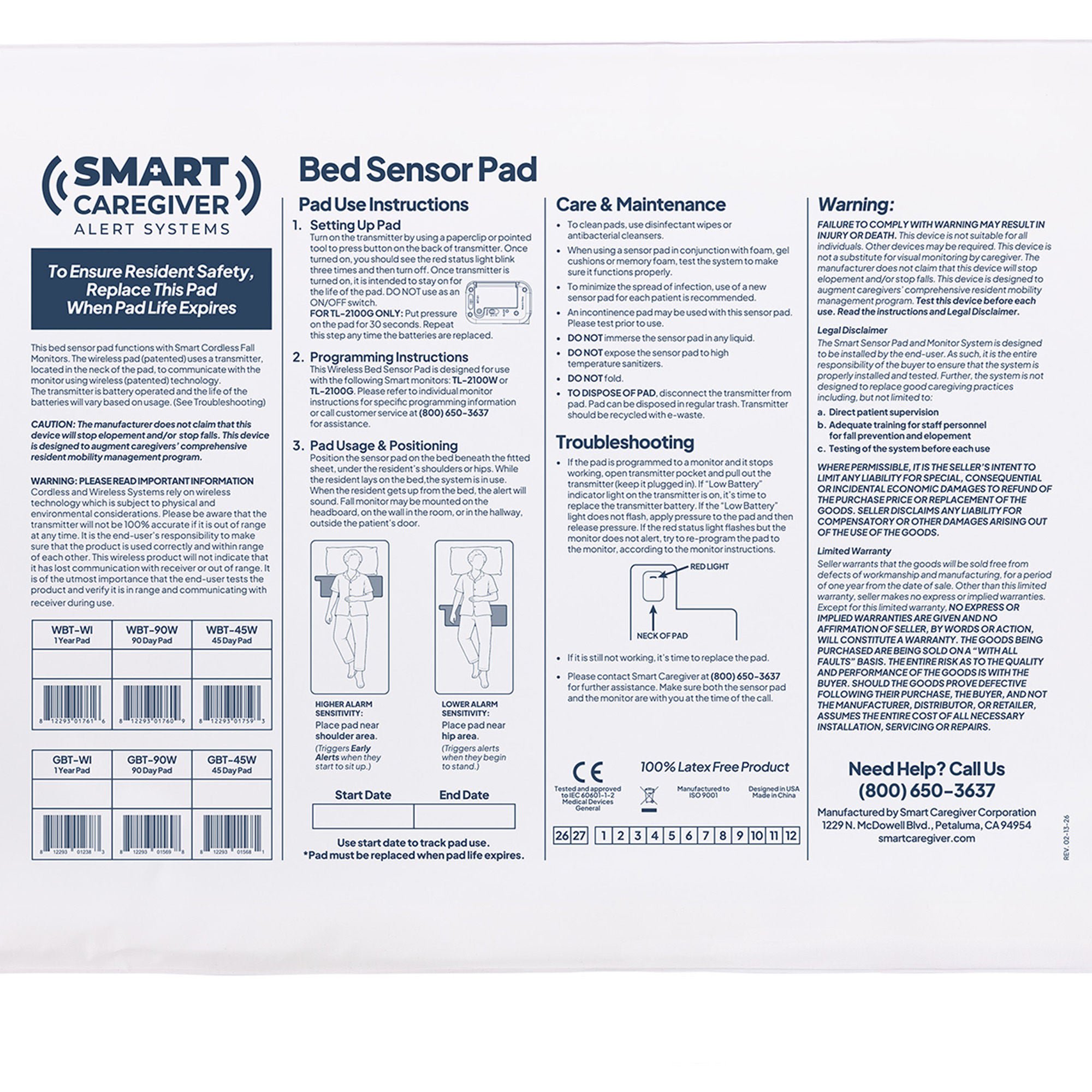 Smart Caregiver Alarm System with Bed Sensor Pad WBW1-SYS by Smart Caregiver