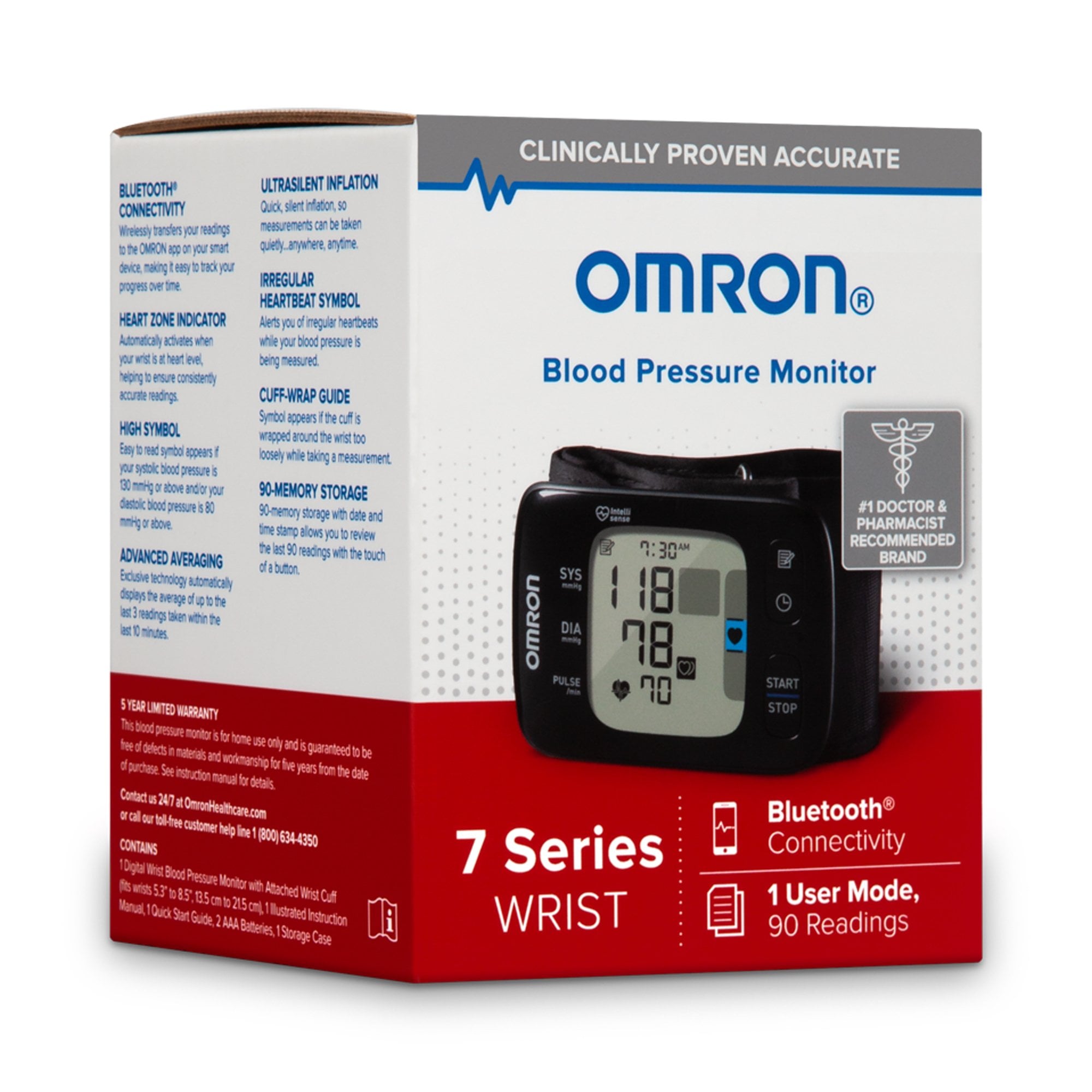 Emerson Healthcare - BP6350 Digital Blood Pressure Monitor Omron® 7 Series® Adult Cuff Wrist Nylon Cuff 13 to 21.5 cm Wrist Circumference Mobile