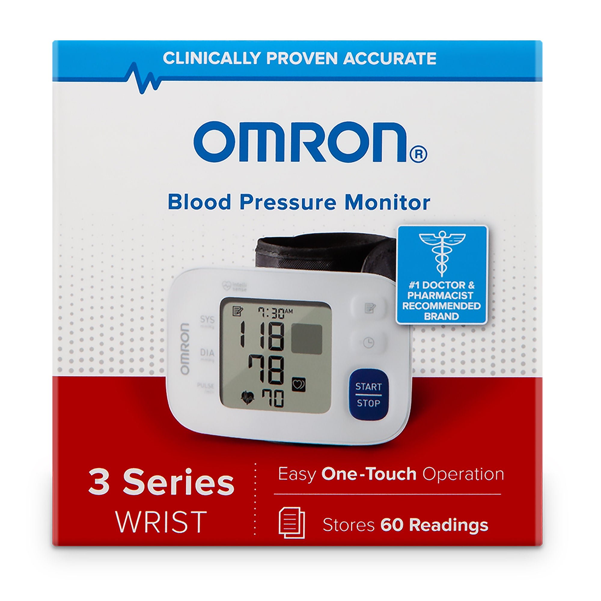 Emerson Healthcare - BP6100 Digital Blood Pressure Monitor Omron® 3 Series® Adult Cuff Wrist Nylon Cuff 13 to 21.5 cm Wrist Circumference Mobile