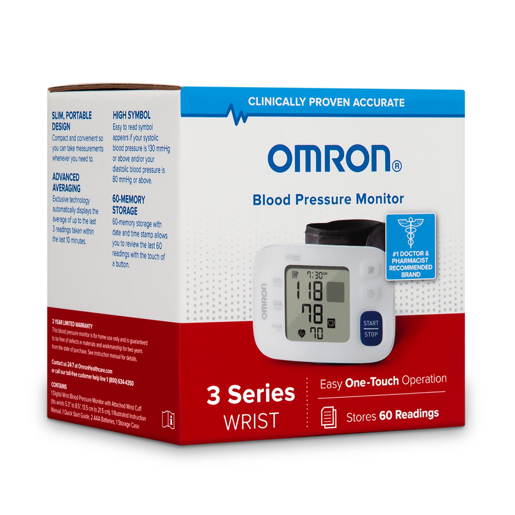 Emerson Healthcare - BP6100 Digital Blood Pressure Monitor Omron® 3 Series® Adult Cuff Wrist Nylon Cuff 13 to 21.5 cm Wrist Circumference Mobile