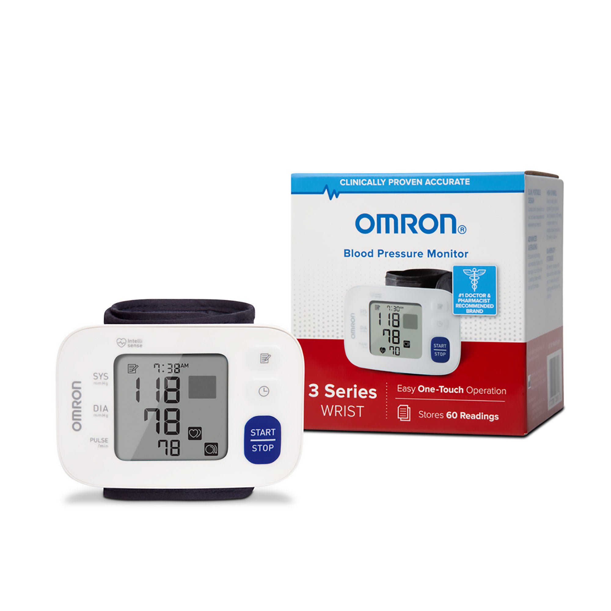 Emerson Healthcare - BP6100 Digital Blood Pressure Monitor Omron® 3 Series® Adult Cuff Wrist Nylon Cuff 13 to 21.5 cm Wrist Circumference Mobile