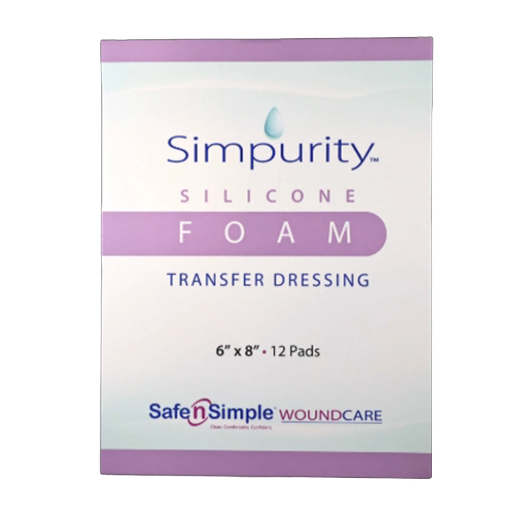 Safe N Simple - SNS74068 Foam Transfer Dressing Simpurity™ 6 X 8 Inch Without Border Without Film Backing Silicone Adhesive Rectangle Sterile