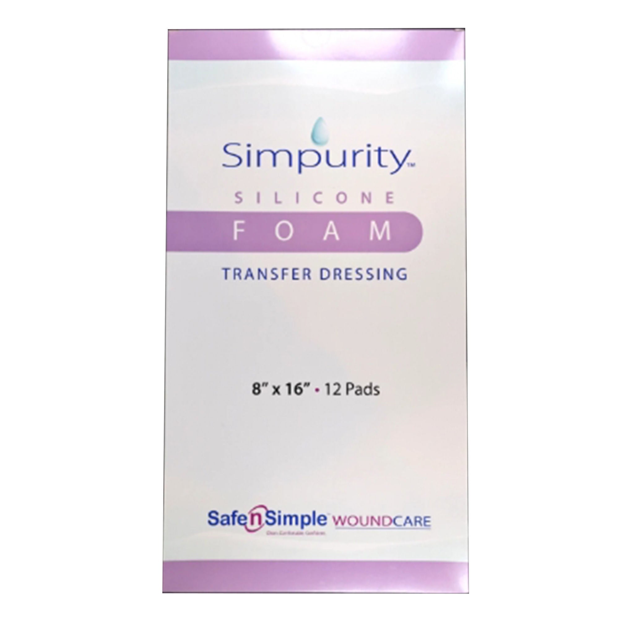 Safe N Simple - SNS74816 Foam Transfer Dressing Simpurity™ 8 X 16 Inch Without Border Without Film Backing Silicone Adhesive Rectangle Sterile
