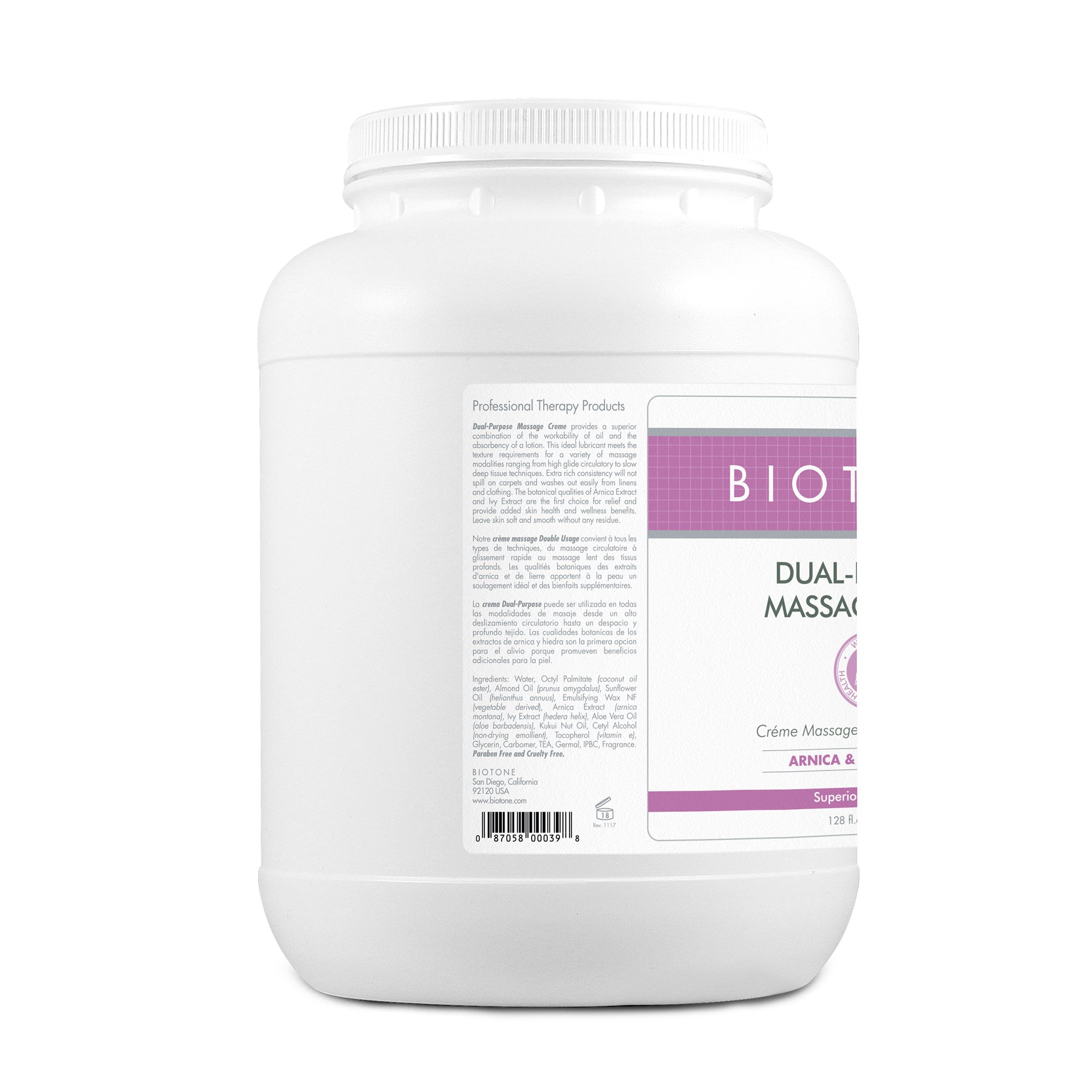 Natural Thoughts Inc DPC1G - Biotone® Dual-Purpose Massage Crème with Arnica and Ivy Extracts, 1-gallon Jar - 1/Each, 4/Case