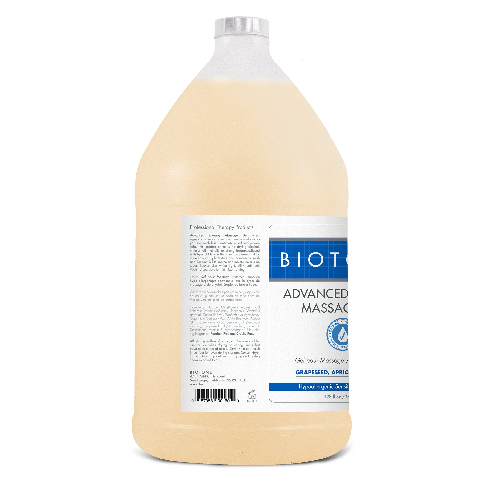 Natural Thoughts Inc ATG1G - Biotone® Advanced Therapy® Massage Gel with Grapeseed, Apricot & Sesame Oil - 1/Each, 4/Case