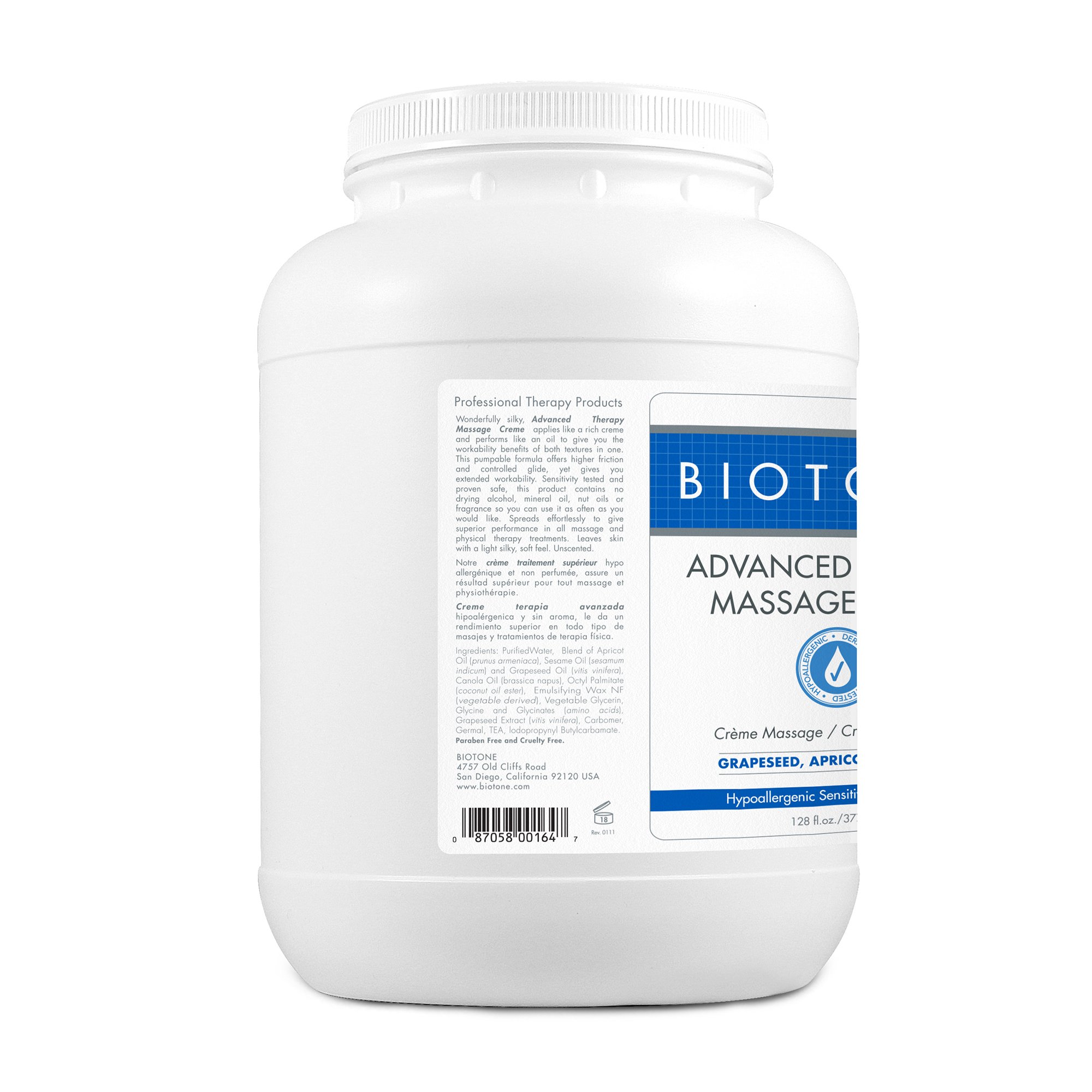 Natural Thoughts Inc ATC1G - Biotone® Advanced Therapy® Massage Crème with Grapeseed, Apricot & Sesame Oil - 1/Each, 4/Case