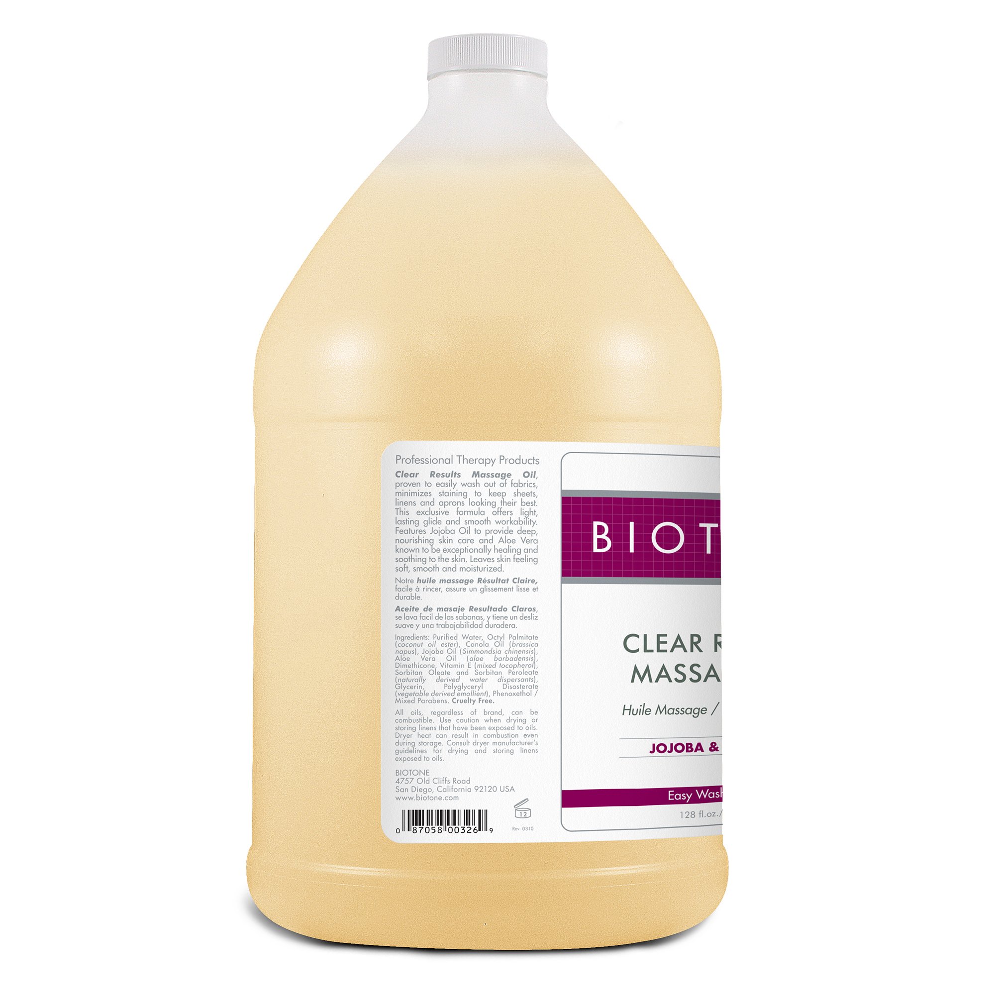 Natural Thoughts Inc CRO1G - Biotone® Clear Results® Massage Oil with Jojoba & Aloe Vera, 1-gallon Jug - 1/Each, 4/Case