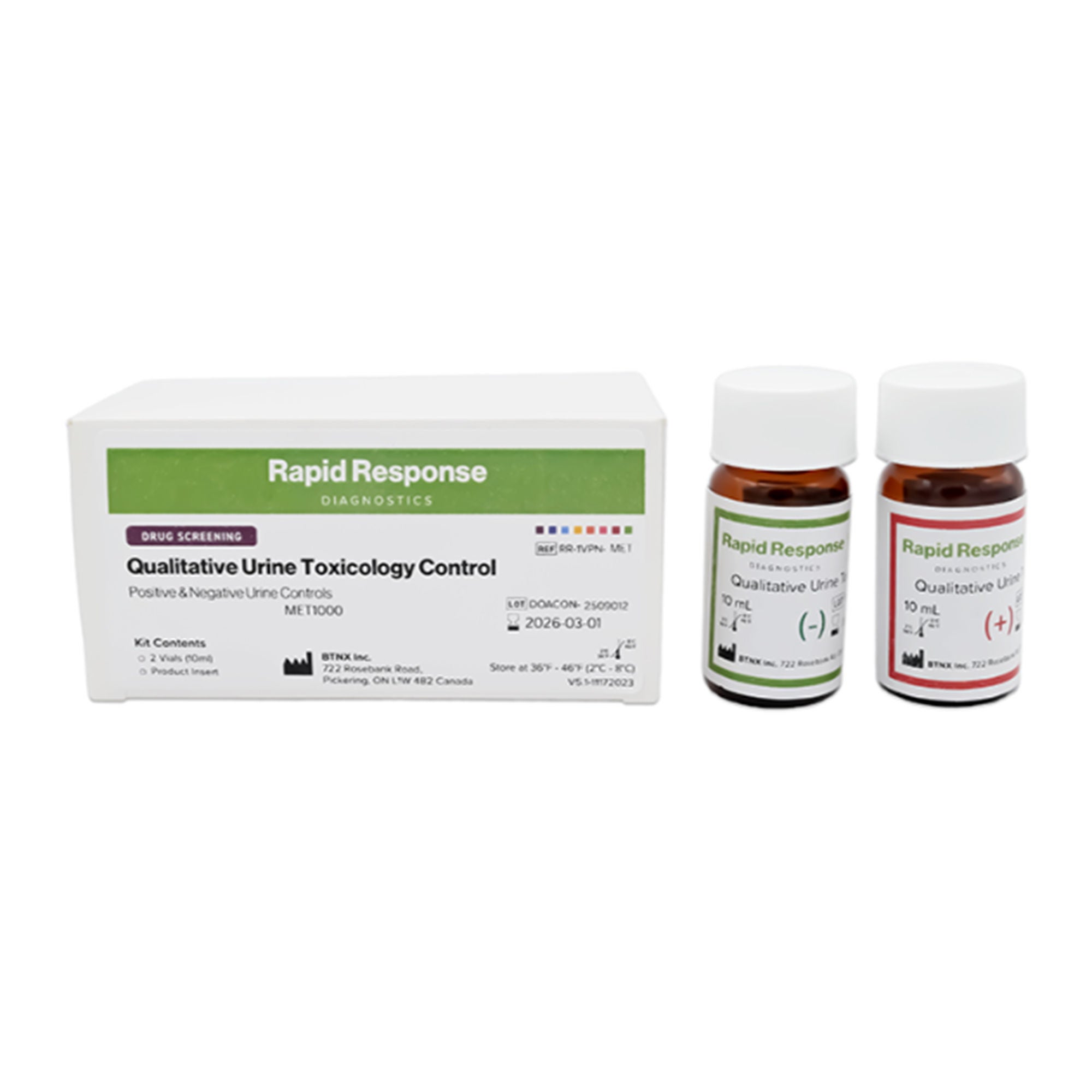 BTNX - RR-1VPN-12.48 Control Set Rapid Response™ Qualitative Urine Toxicology Positive Level / Negative Level 2 X 10 mL