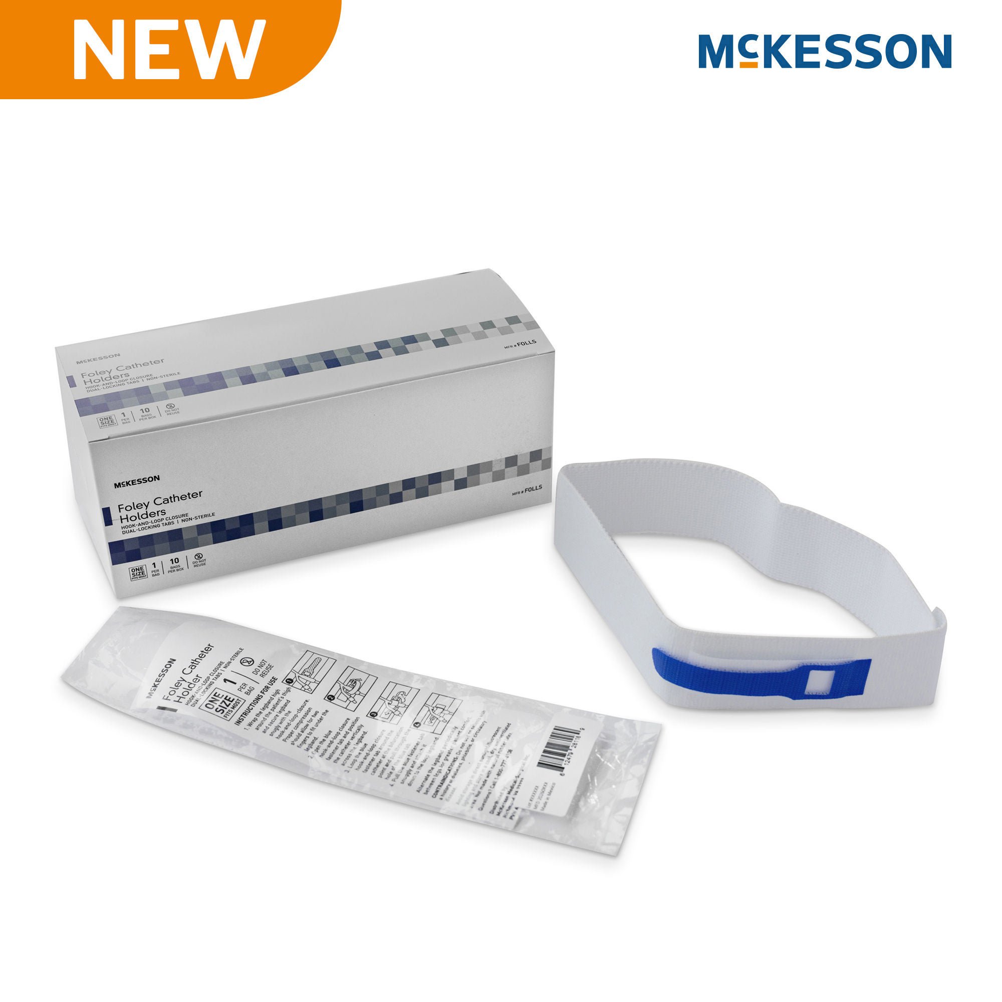 McKesson Brand - FOLLS Foley Catheter Holder McKesson One Size Fits Most, Hook-And-Loop Closure, Dual-Locking Tabs, NonSterile For Universal Indwelling Catheter