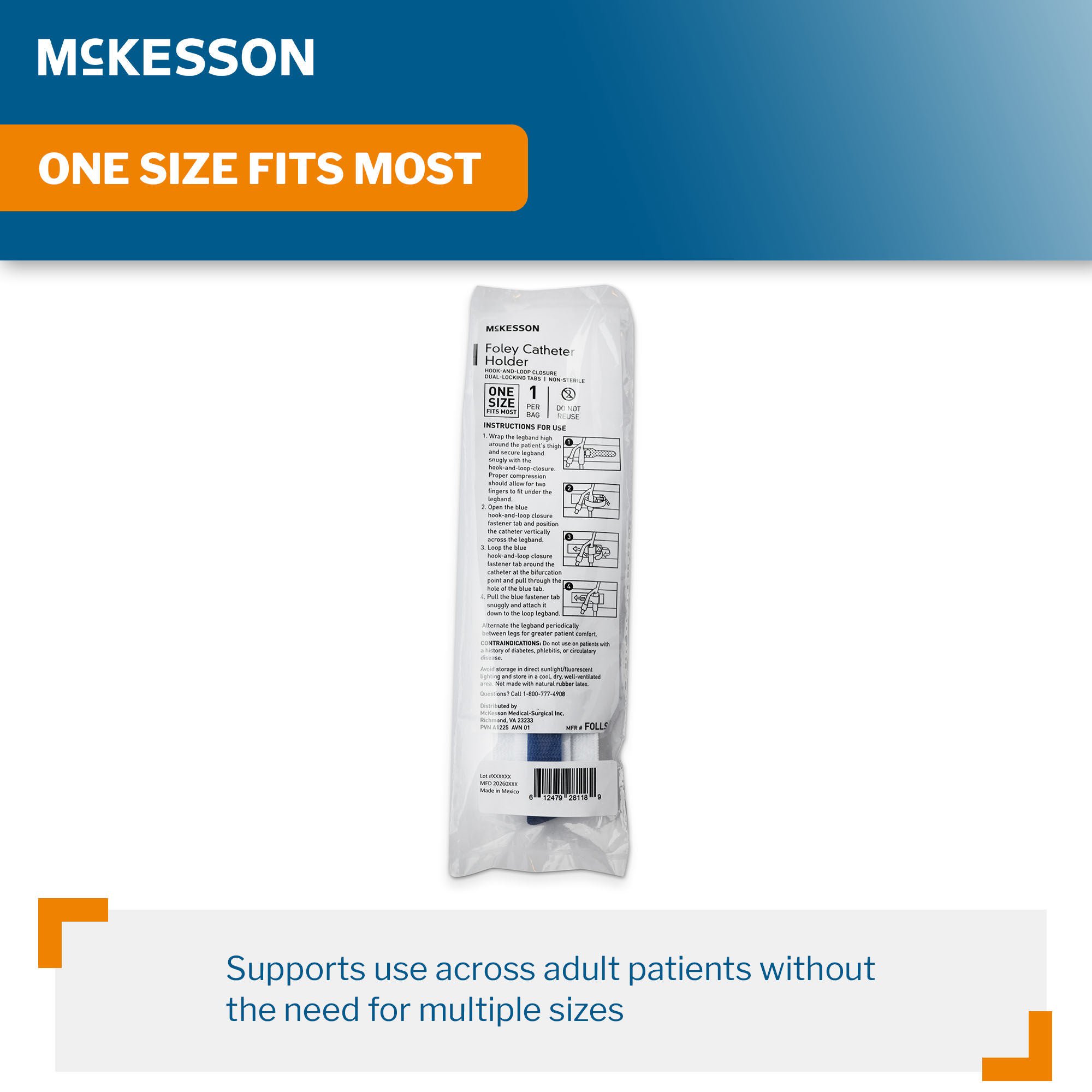 McKesson Brand - FOLLS Foley Catheter Holder McKesson One Size Fits Most