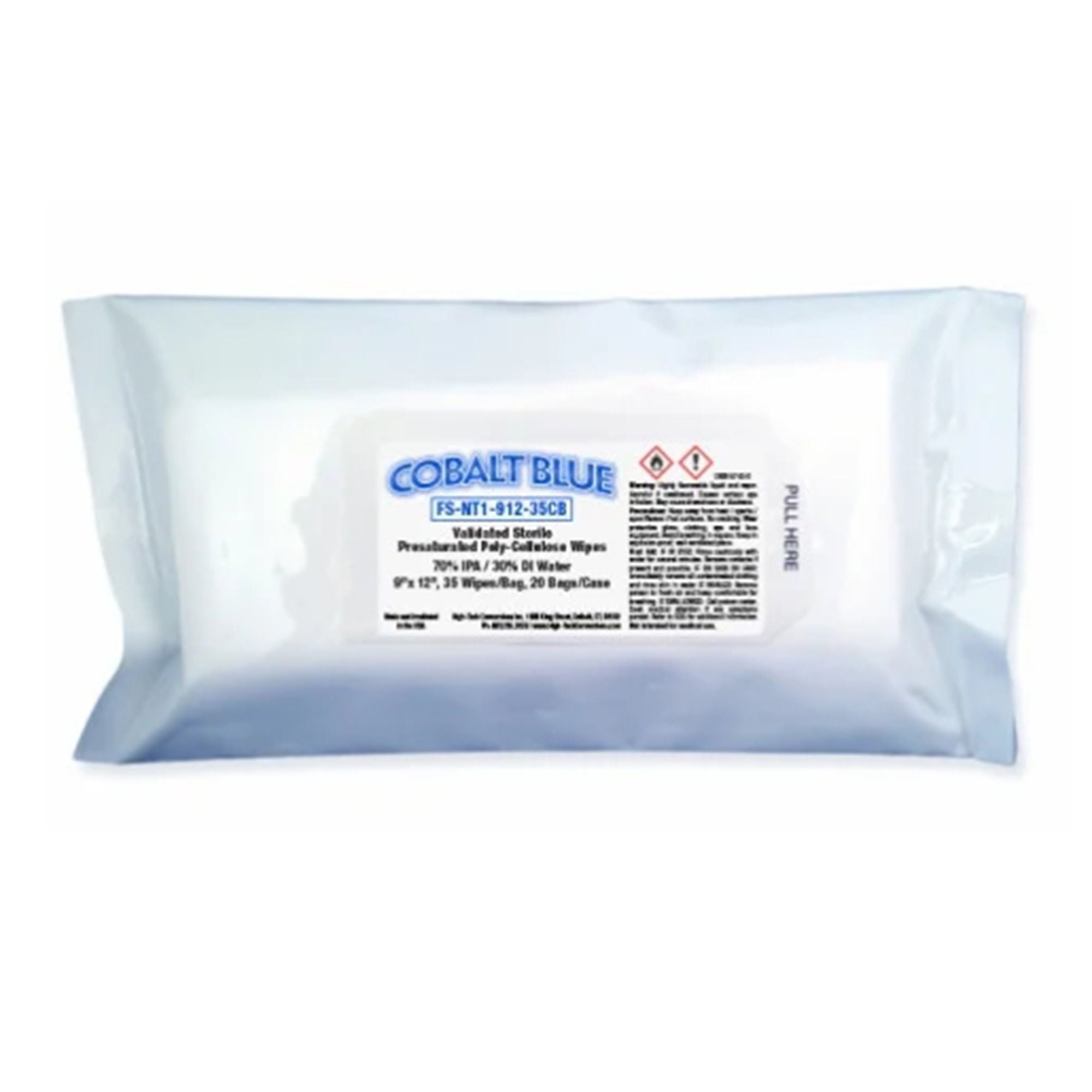 Acute Care Pharmaceuticals - FS-NT1-912.35CB Surface Disinfectant Cleaner Cobalt Blue Premoistened Cleanroom Manual Pull Wipe 35 Count Soft Pack Alcohol Scent Sterile