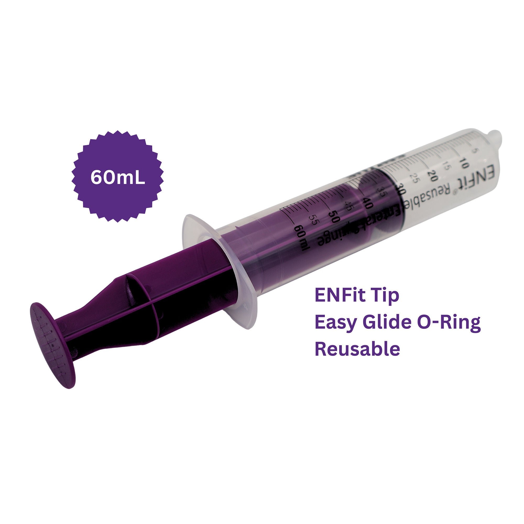U Deliver Medical - ES60H Oral Medication Syringe ENFit™ O-Ring 60 mL Enfit Tip Without Safety