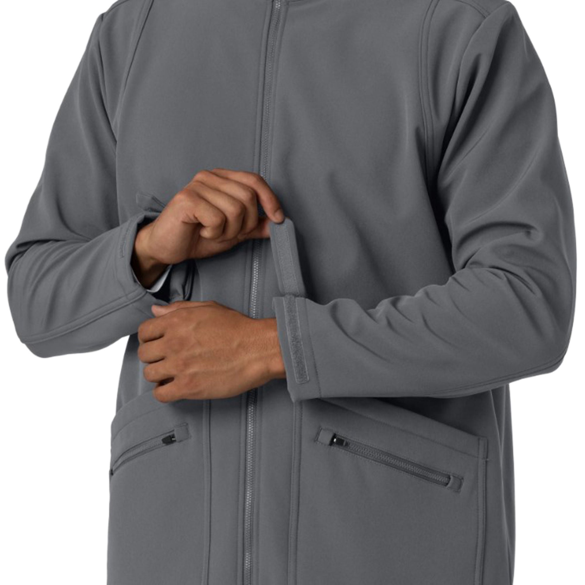 Fashion Seal Uniforms - 8609-PEWT-S Warm-Up Jacket Wink™ Softshell Pewter Small Hip Length 94% Polyester / 6% Spandex Reusable