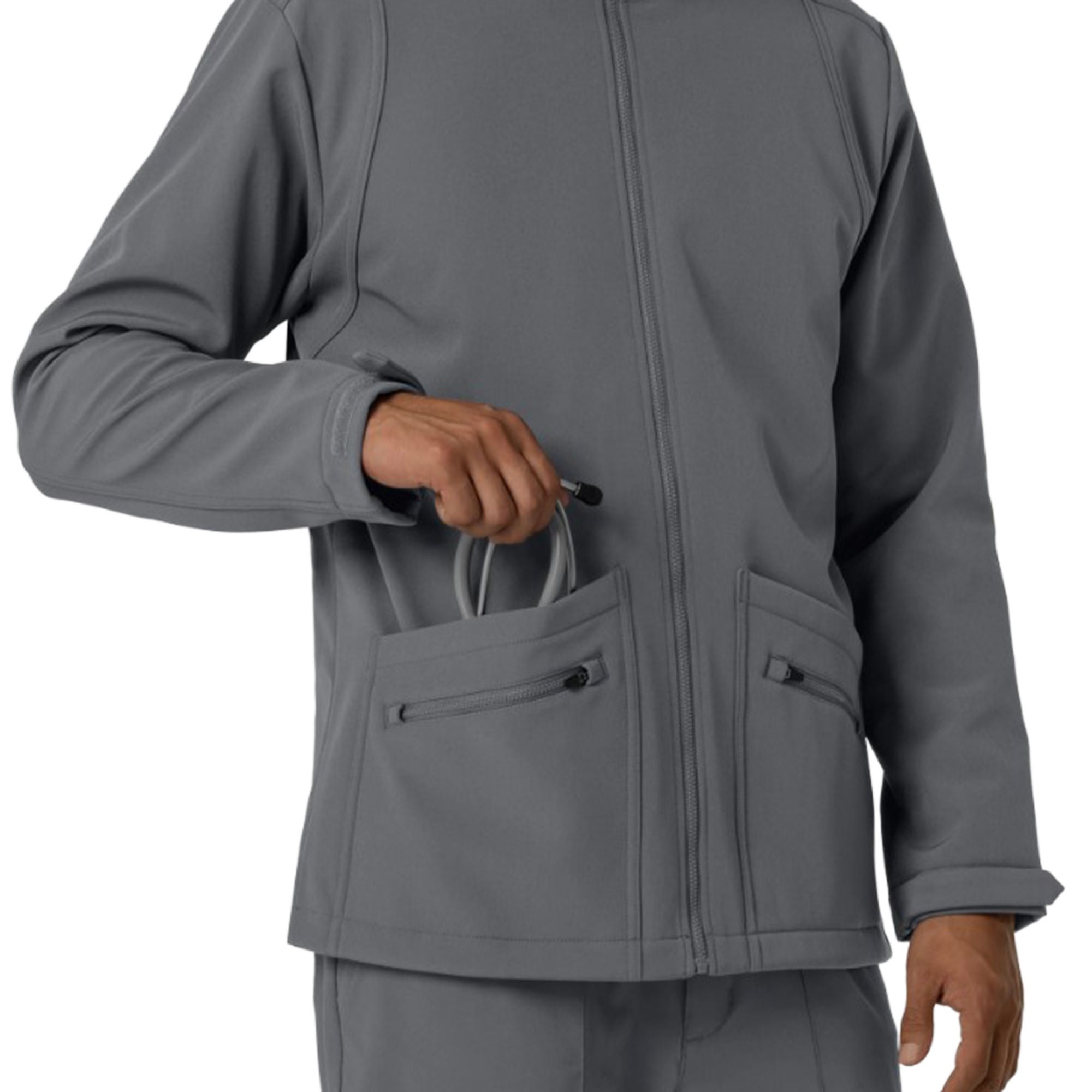 Fashion Seal Uniforms - 8609-PEWT-XL Warm-Up Jacket Wink™ Softshell Pewter X-Large Hip Length 94% Polyester / 6% Spandex Reusable