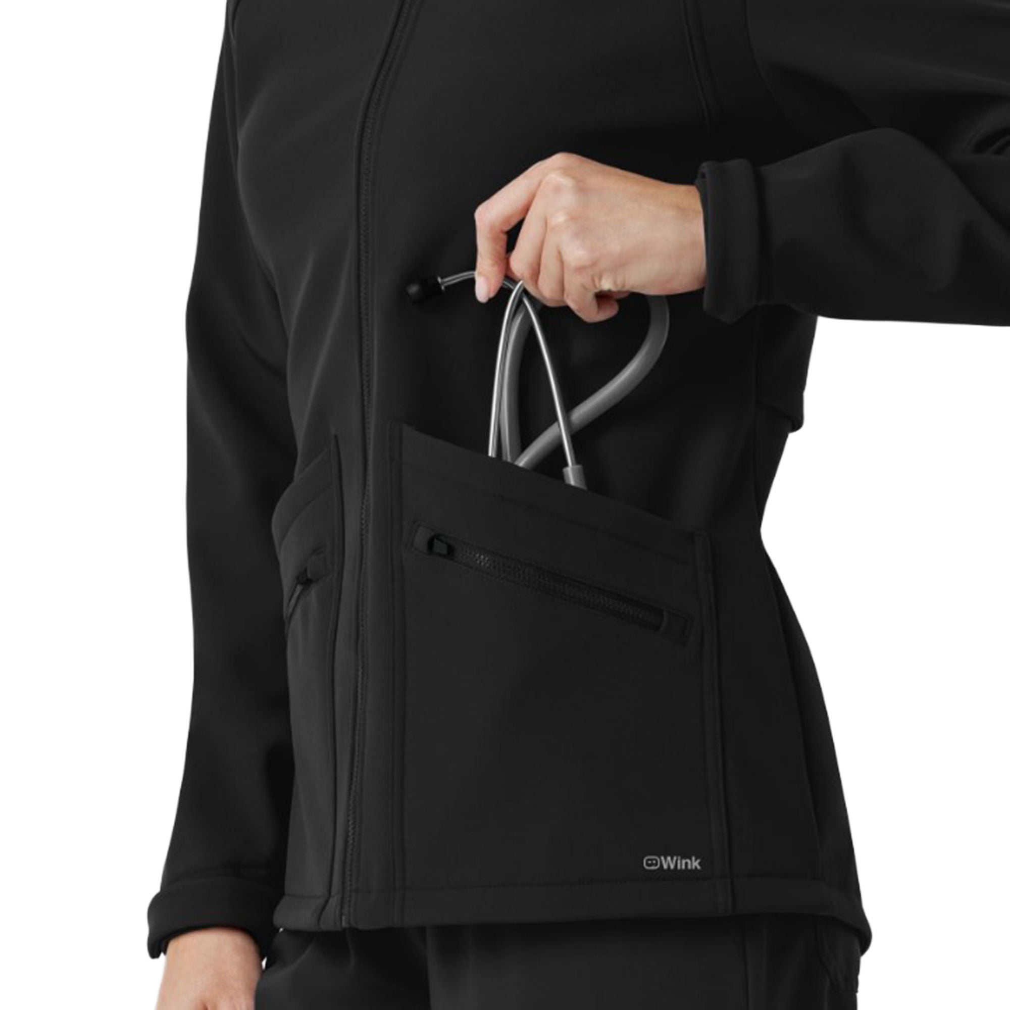Fashion Seal Uniforms - 8509-BLAC-XL Warm-Up Jacket Wink™ Softshell Black X-Large Hip Length 94% Polyester / 6% Spandex Reusable