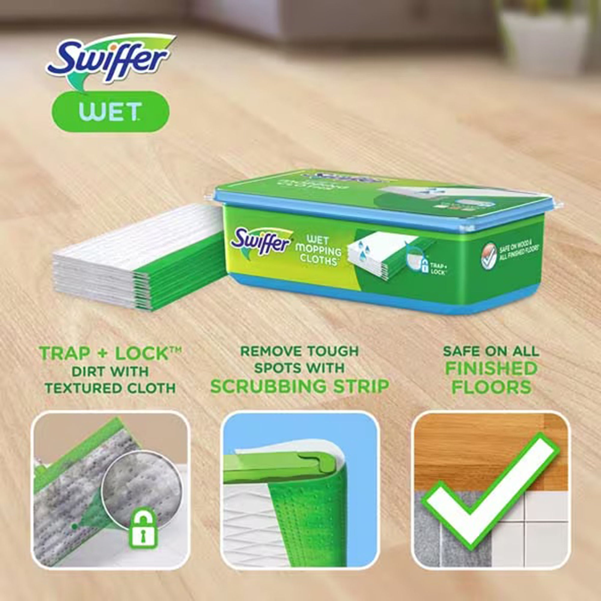 Essendant Co-United Stationers - PGC08622 Saturated Wet Mop Pad Swiffer® Bound Edge White Cloth Disposable