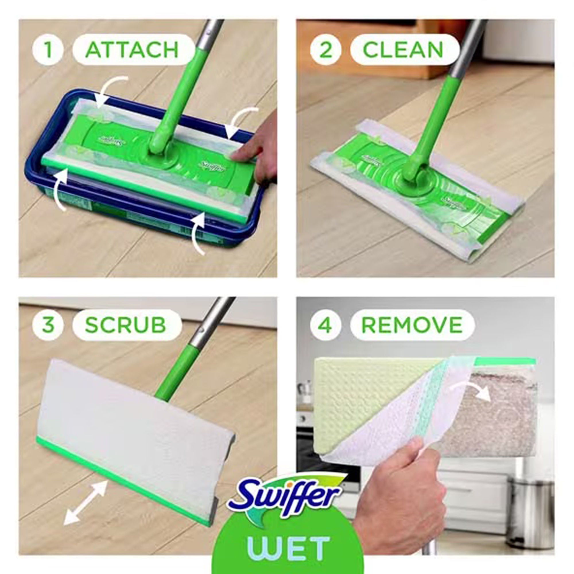 Essendant Co-United Stationers - PGC08622 Saturated Wet Mop Pad Swiffer® Bound Edge White Cloth Disposable