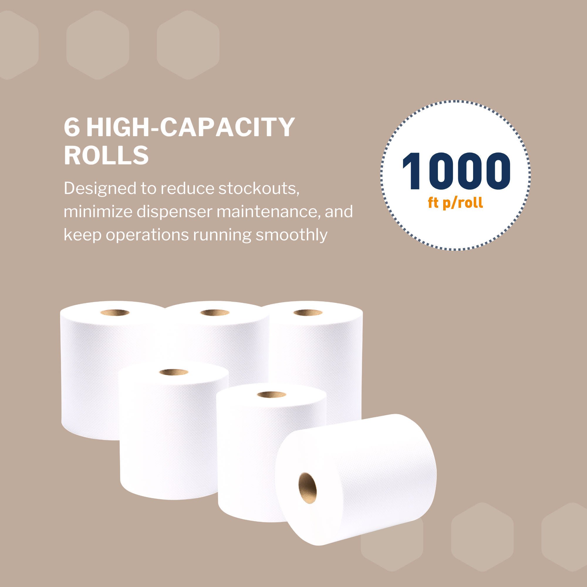 McKesson Brand - FS-UHWWHITETAD1000 Paper Towel McKesson Hardwound Roll 8 Inch X 1000 Foot