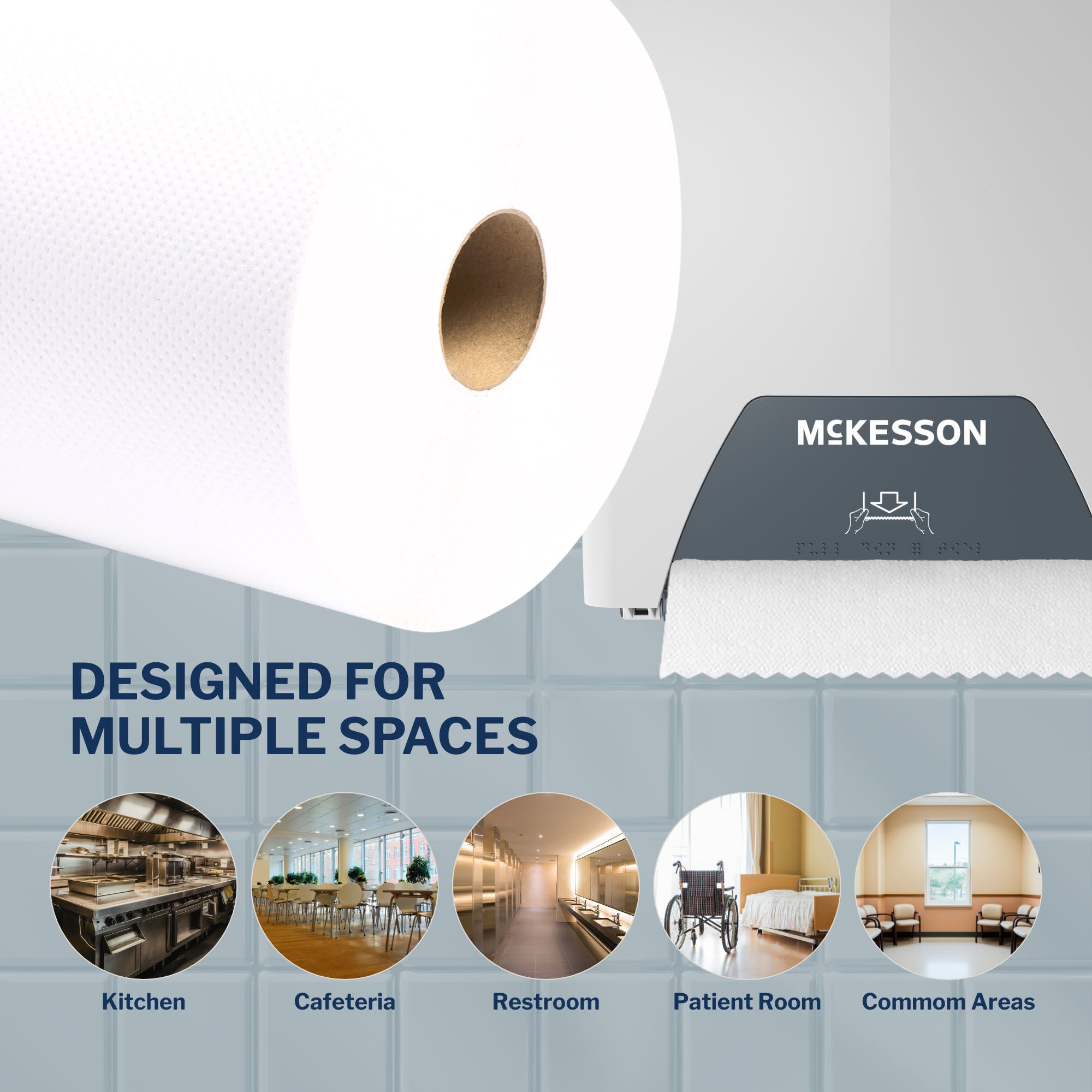 McKesson Brand - FS-UHWWHITETAD1000 Paper Towel McKesson Hardwound Roll 8 Inch X 1000 Foot