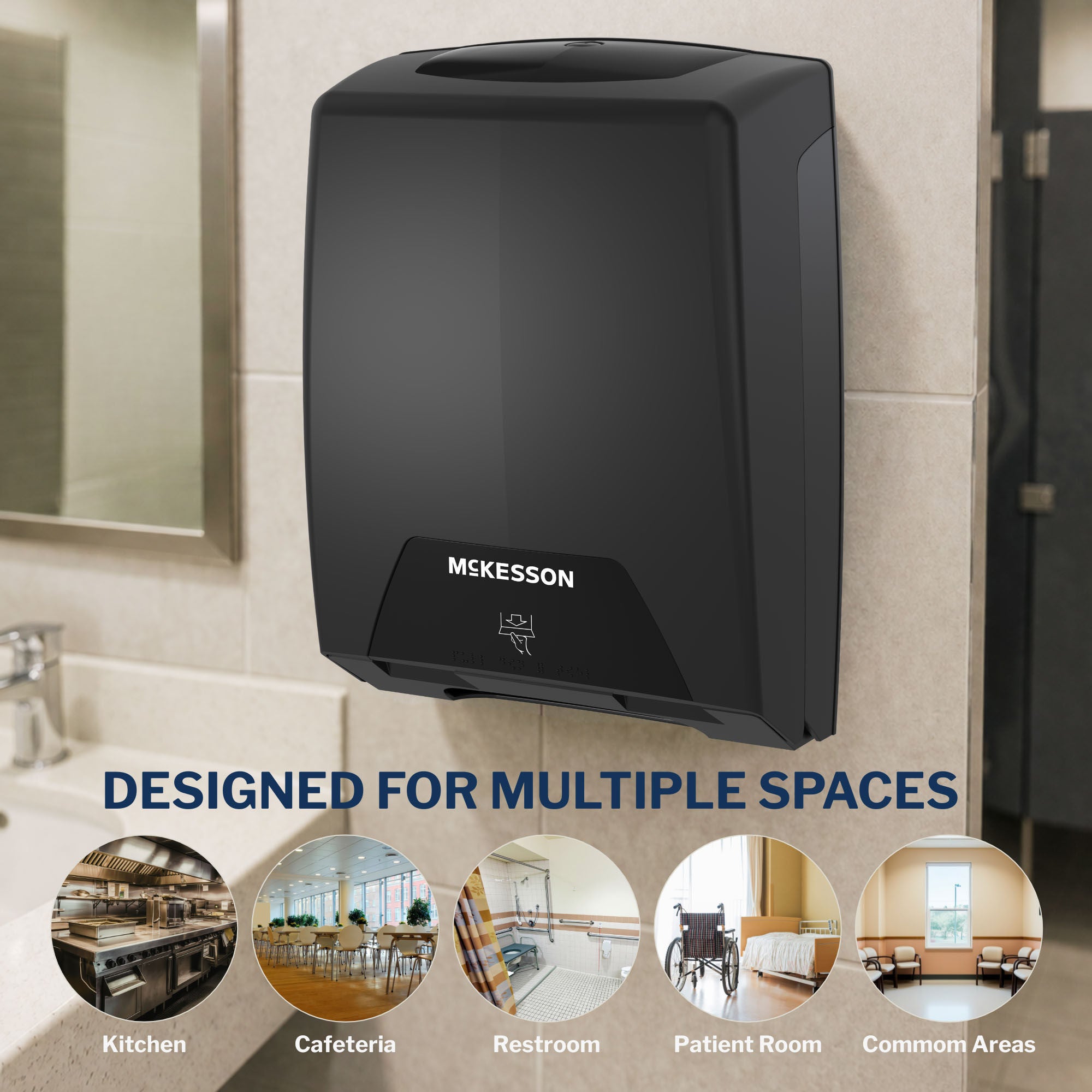 McKesson Brand - FS-MFDISPBLACK Paper Towel Dispenser McKesson Wall Mount C-Fold / Multifold Paper Towel