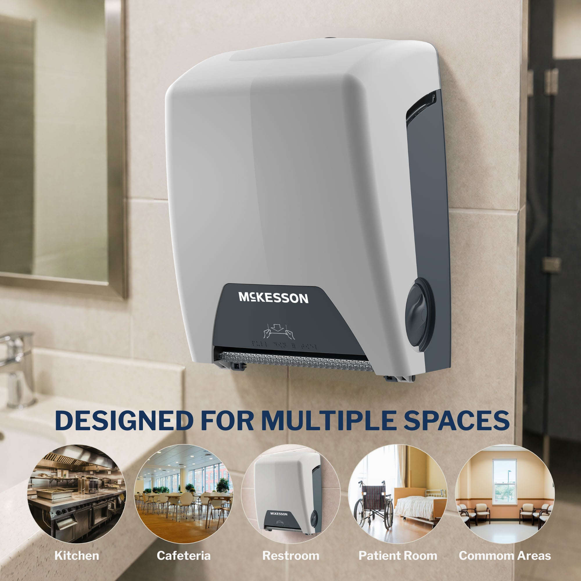 McKesson Brand - FS-HWUNMANWHITE Paper Towel Dispenser McKesson Wall Mount Hardwound Paper Towel