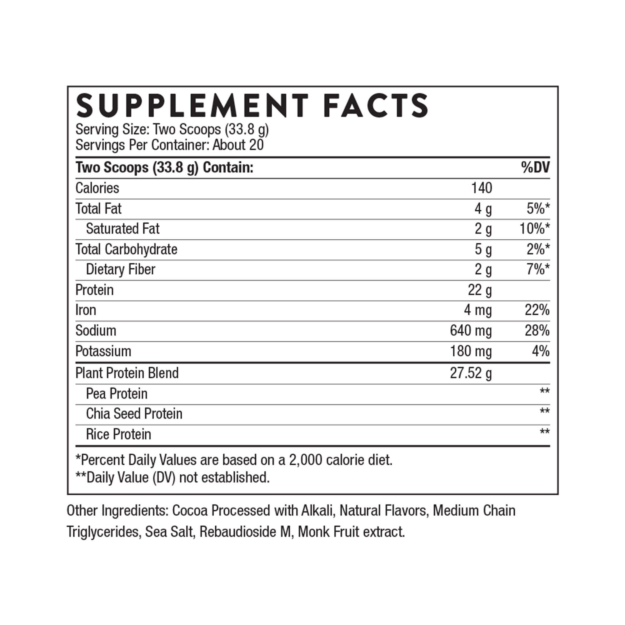 Thorne Research Inc - SP119 Oral Supplement THORNE® Plant Protein Chocolate Flavor Powder 23.8 oz. Canister