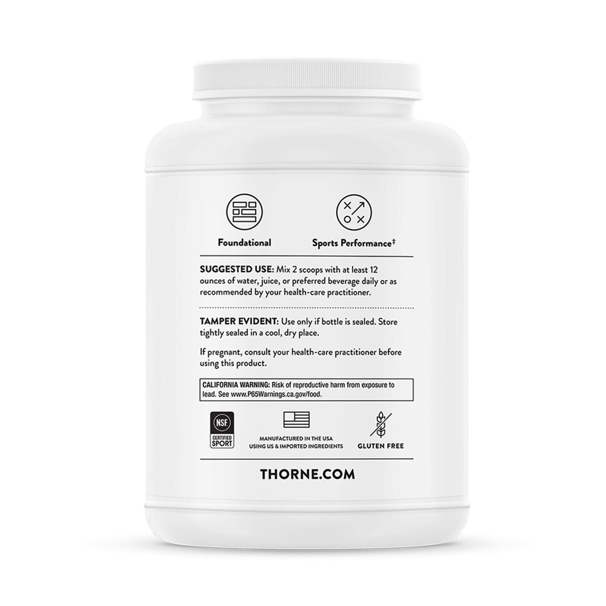 Thorne Research Inc - SP119 Oral Supplement THORNE® Plant Protein Chocolate Flavor Powder 23.8 oz. Canister