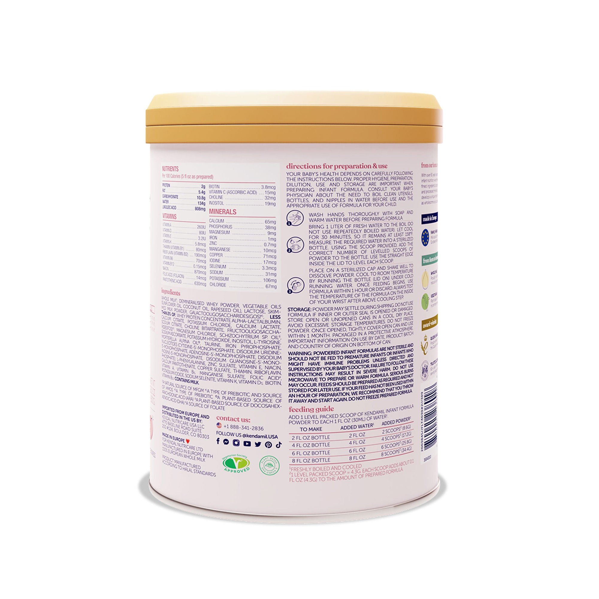 Kendal Nutricare USA LLC - 92000141 Infant Formula Kendamil® Classic Unflavored 28.2 oz. Can Powder Milk-Based