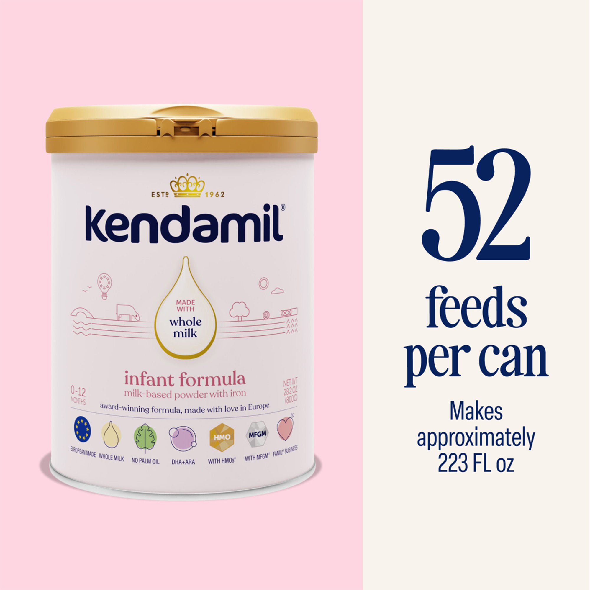 Kendal Nutricare USA LLC - 92000141 Infant Formula Kendamil® Classic Unflavored 28.2 oz. Can Powder Milk-Based