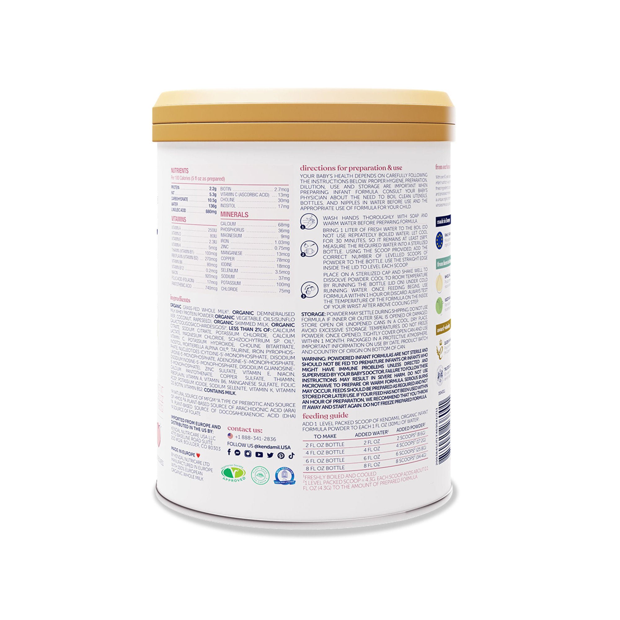 Kendal Nutricare USA LLC - 77000426 Infant Formula Kendamil® Organic Unflavored 28.2 oz. Can Powder Milk-Based