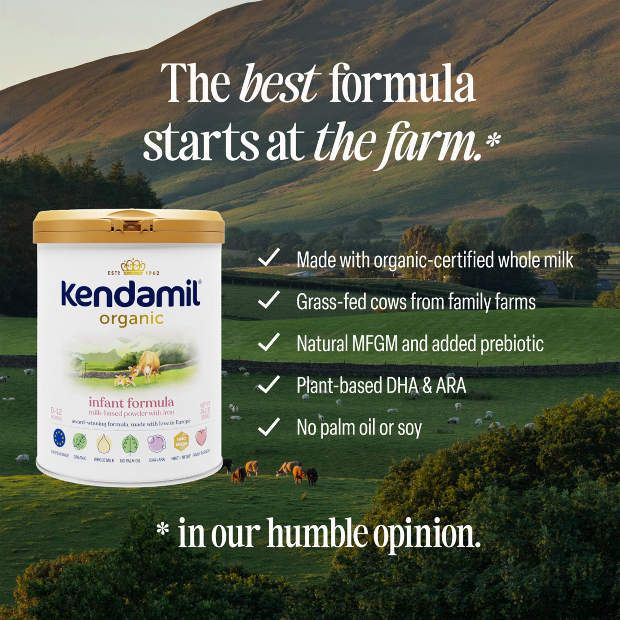 Kendal Nutricare USA LLC - 77000426 Infant Formula Kendamil® Organic Unflavored 28.2 oz. Can Powder Milk-Based
