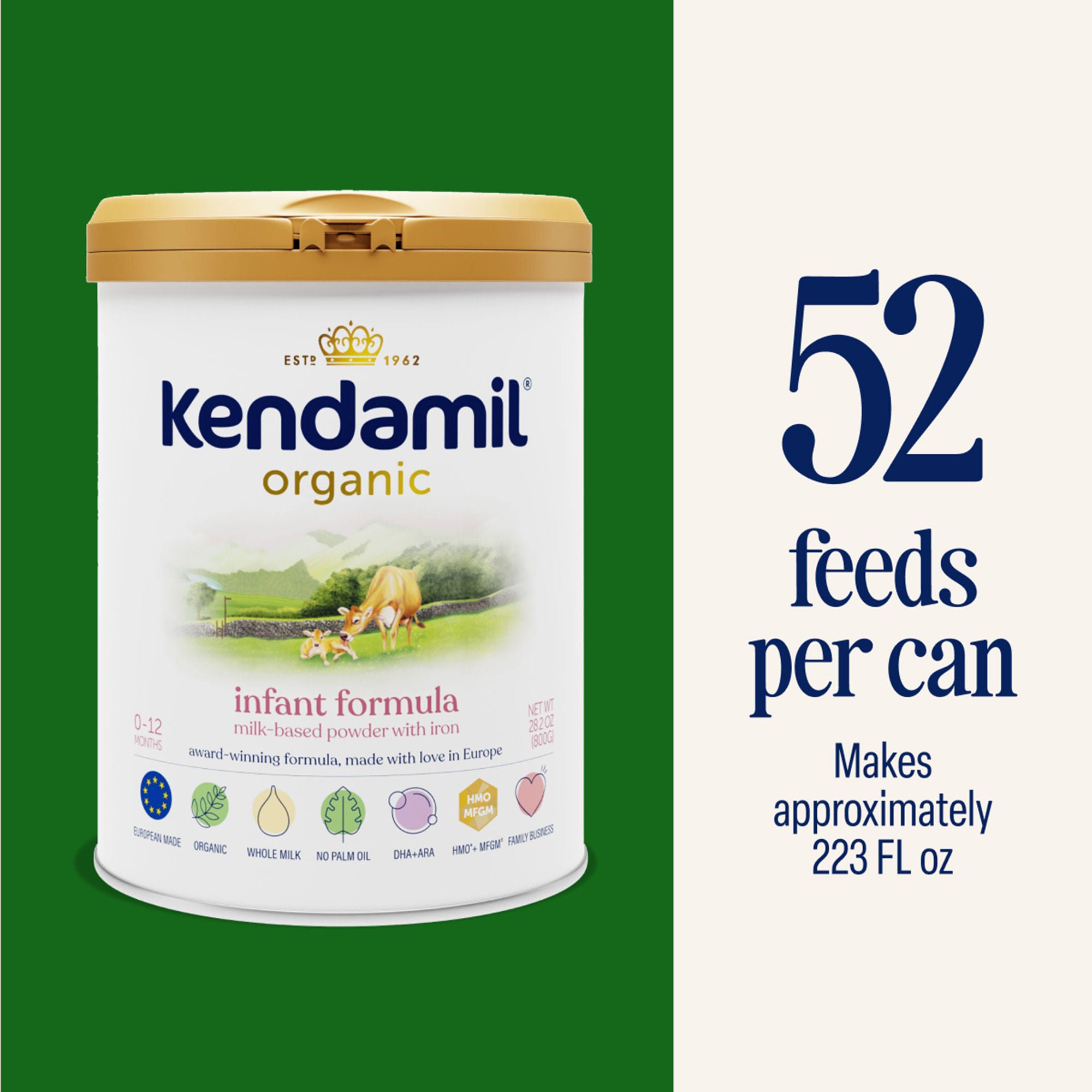 Kendal Nutricare USA LLC - 77000426 Infant Formula Kendamil® Organic Unflavored 28.2 oz. Can Powder Milk-Based