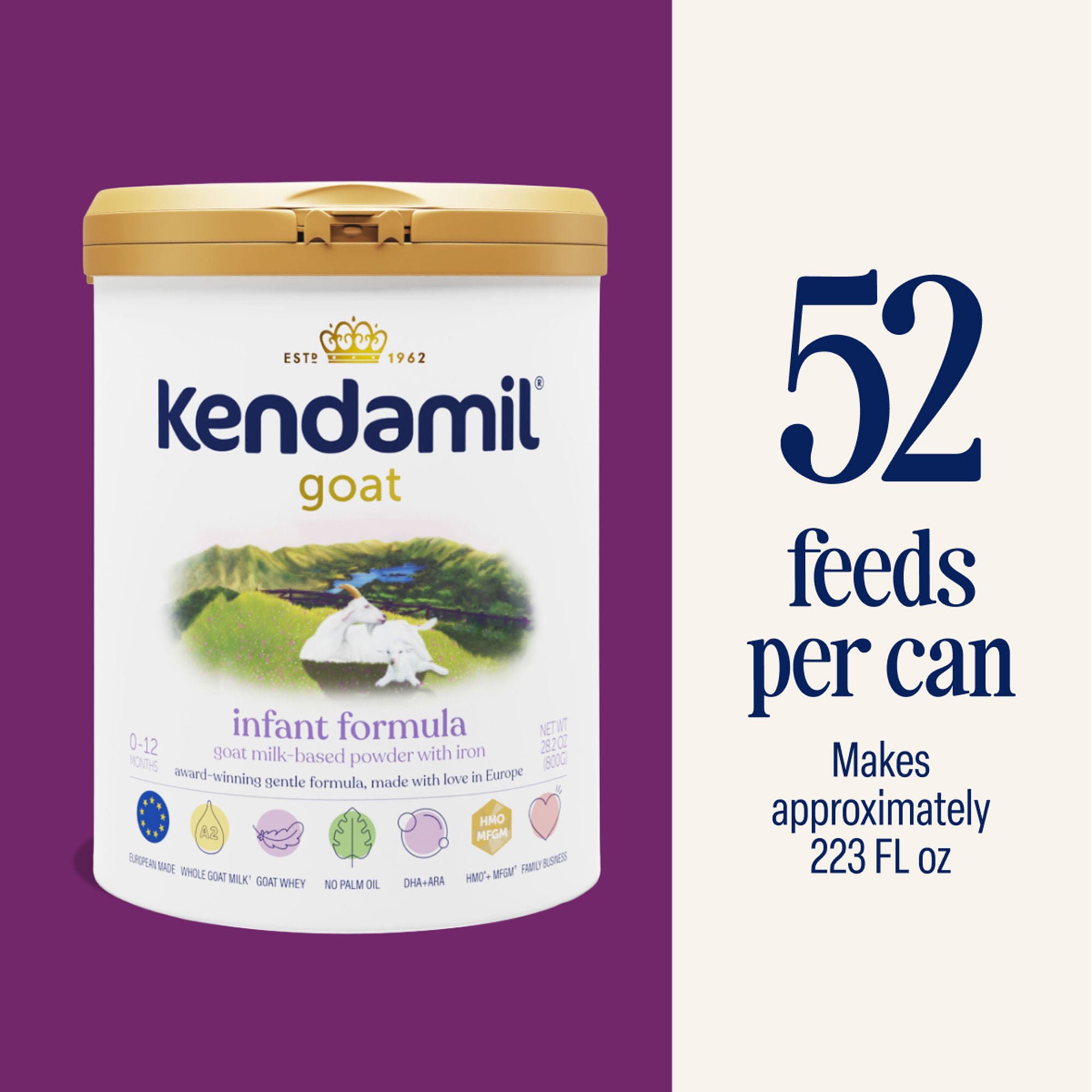 Kendal Nutricare USA LLC - 77000428 Infant Formula Kendamil® Goat Unflavored 28.2 oz. Can Powder Goat Milk-Based