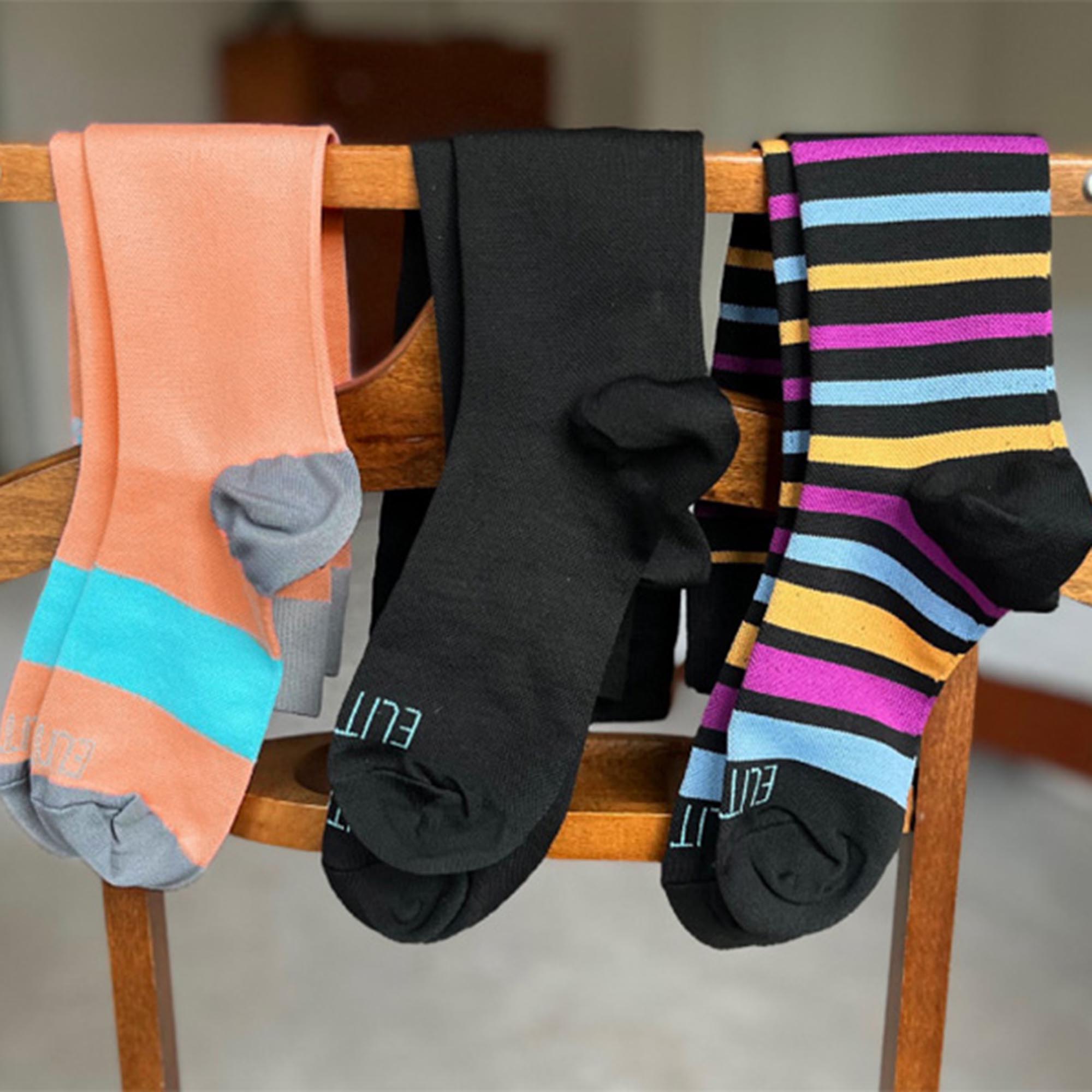 Elidah Inc - ES-1023 Compression Socks Elitone BetterSleep® Knee High One Size Fits Most Black Closed Toe